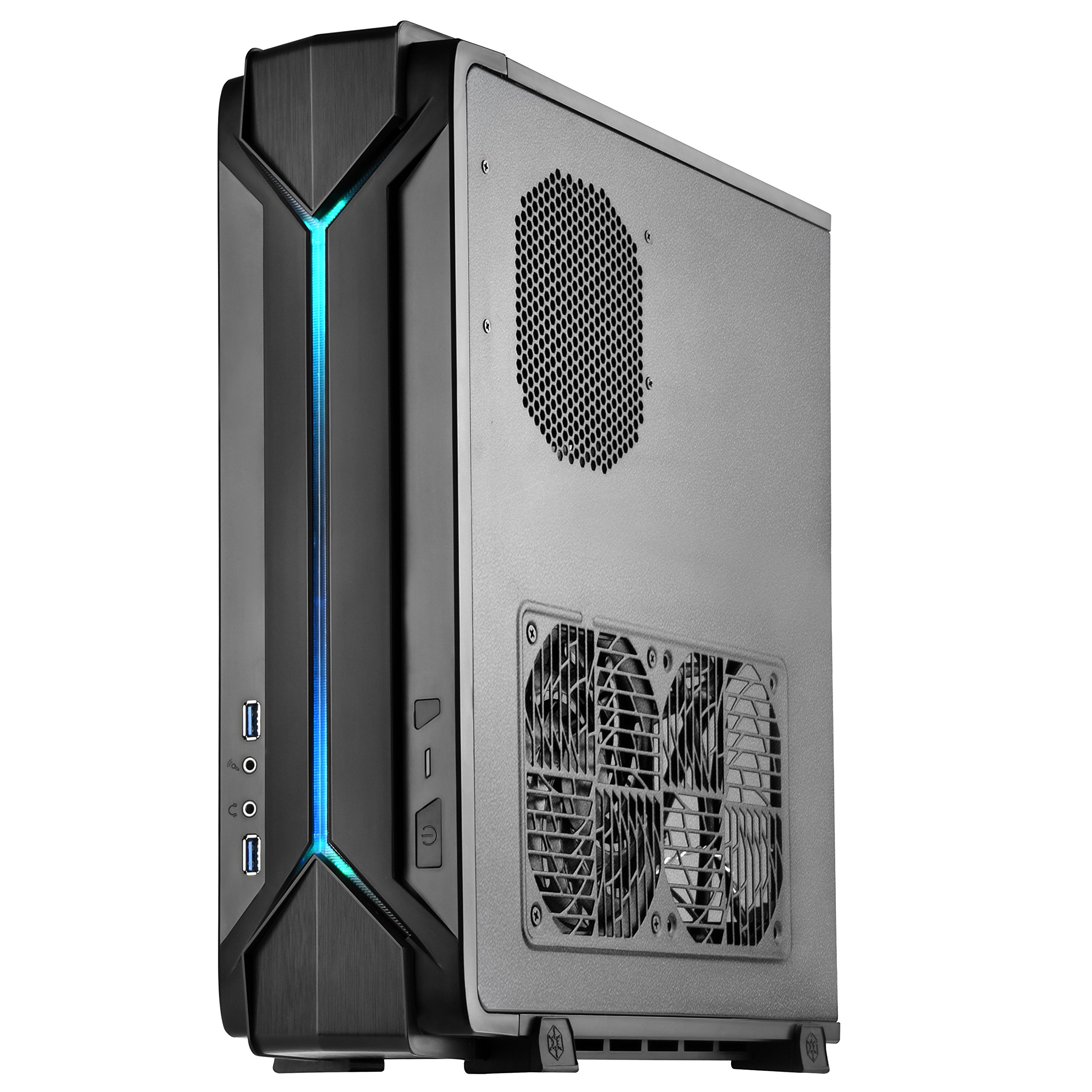 SilverStone Technology RVZ03B Slim Mini-ITX Computer Case with Integrated RGB Lighting - Compact Gaming PC Case for Home Theater & Small Space Setups