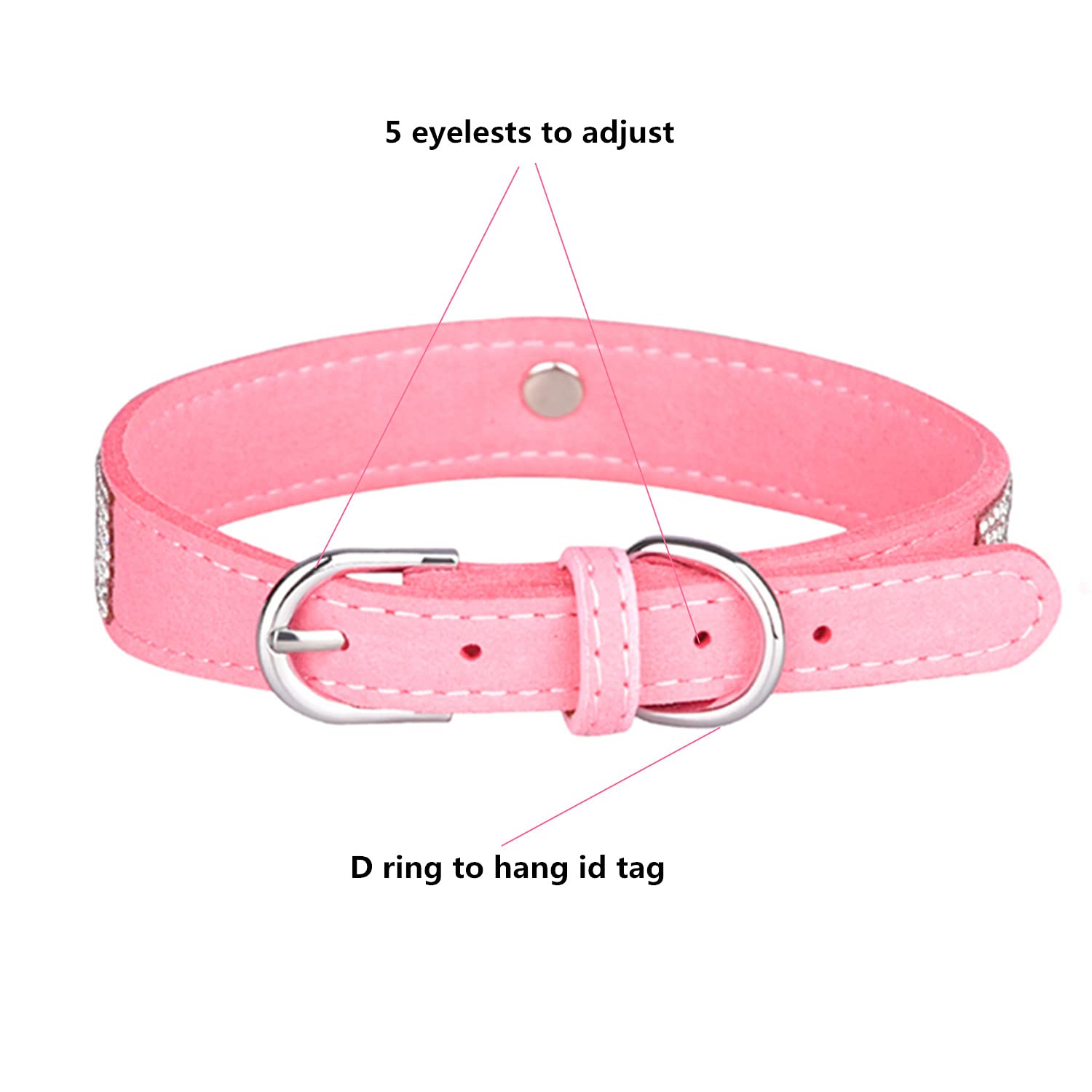Sparkling Rhinestone Dog & Cat Collar with Diamond Crown - Bling Pet Collar for Small, Medium & Large Dogs (Pink, Size S) | Perfect for Pet Parties, Photo Shoots & Special Occasions