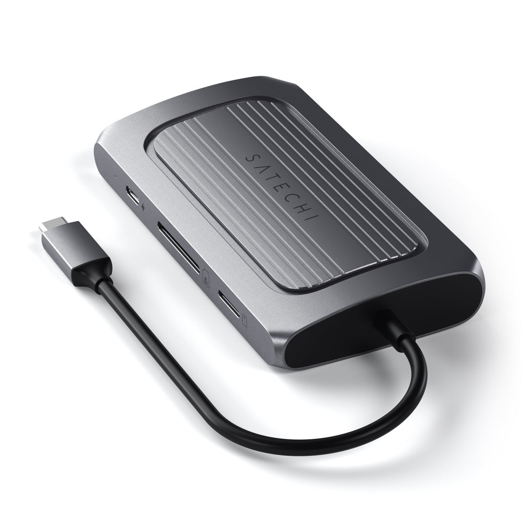 Satechi USB4 Multiport Adapter with 8K HDMI, 100W PD Charging, 10Gbps Data Transfer - Space Gray | Perfect for MacBook Pro, iPad Pro & Windows Laptops | Home Office & Travel Essential