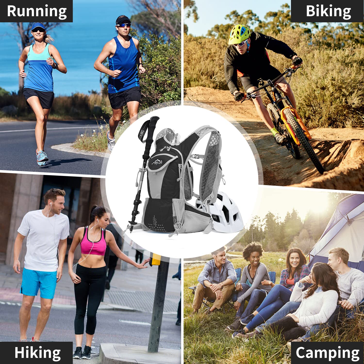 **IX INOXTO Hydration Pack Backpack - Lightweight 2L Leakproof Water Backpack with Hydration Bladder for Men & Women - Perfect for Running, Hiking, Trail & Outdoor Adventures**    *(Use Cases: Ideal for marathon runners, hikers, cyclists, and outdoor enthusiasts who need hands-free hydration during long-distance activities.)*