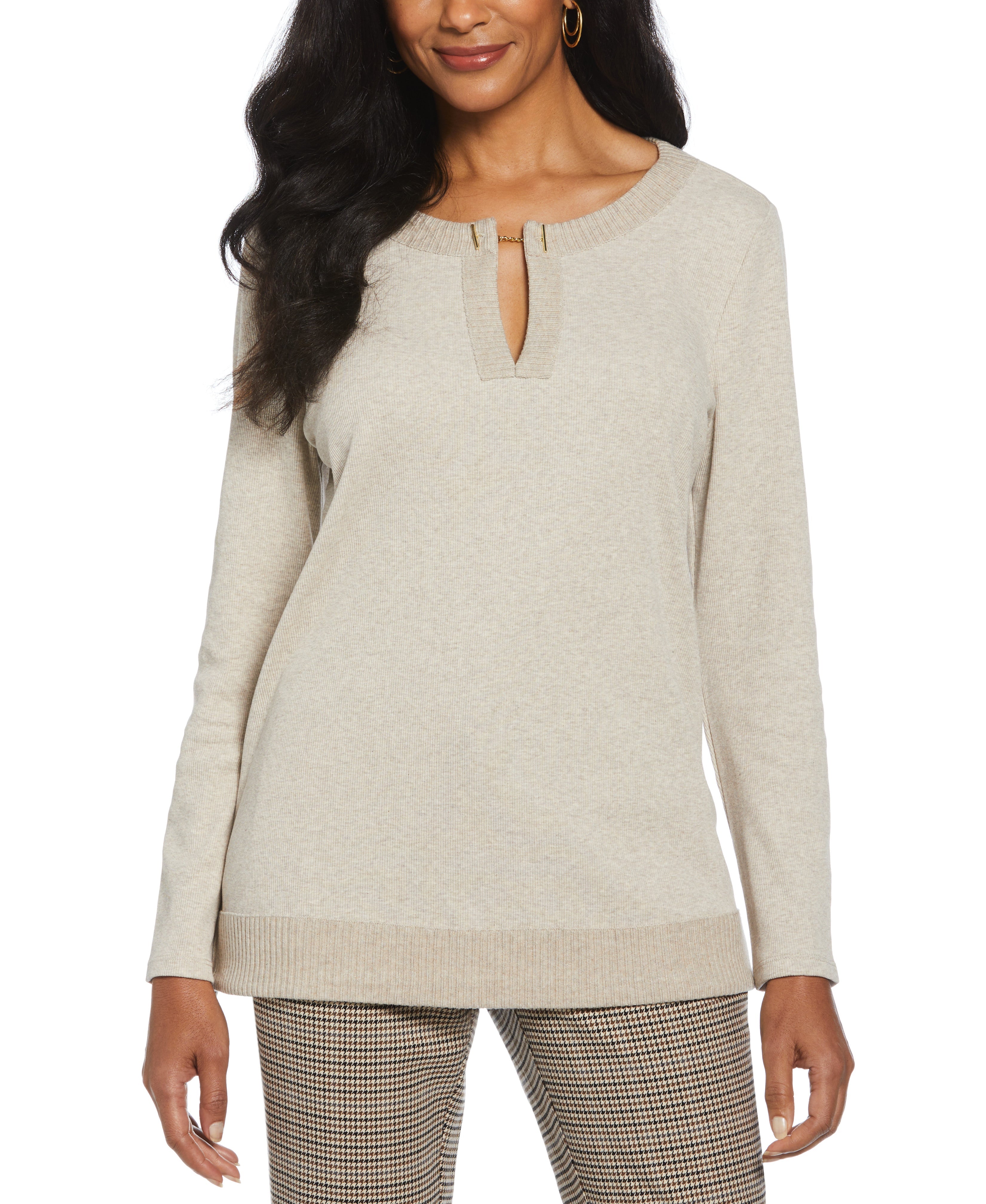 Split Neck Chain Detail Women's Tops | Stylish Casual & Party Blouse for Everyday Wear & Night Out