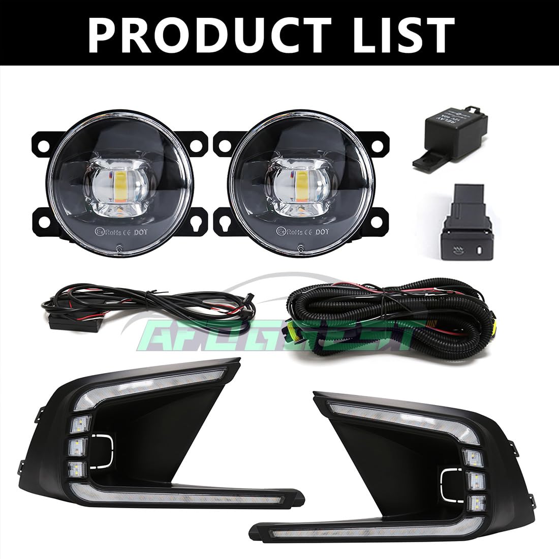 2021-2023 Honda Civic LED Daytime Running Lights (DRL) - Tri-Color White/Yellow Fog Light Replacement with Bezel | Durable LED Bulbs for Enhanced Visibility & Style | Perfect for Night Driving & Custom Car Upgrades
