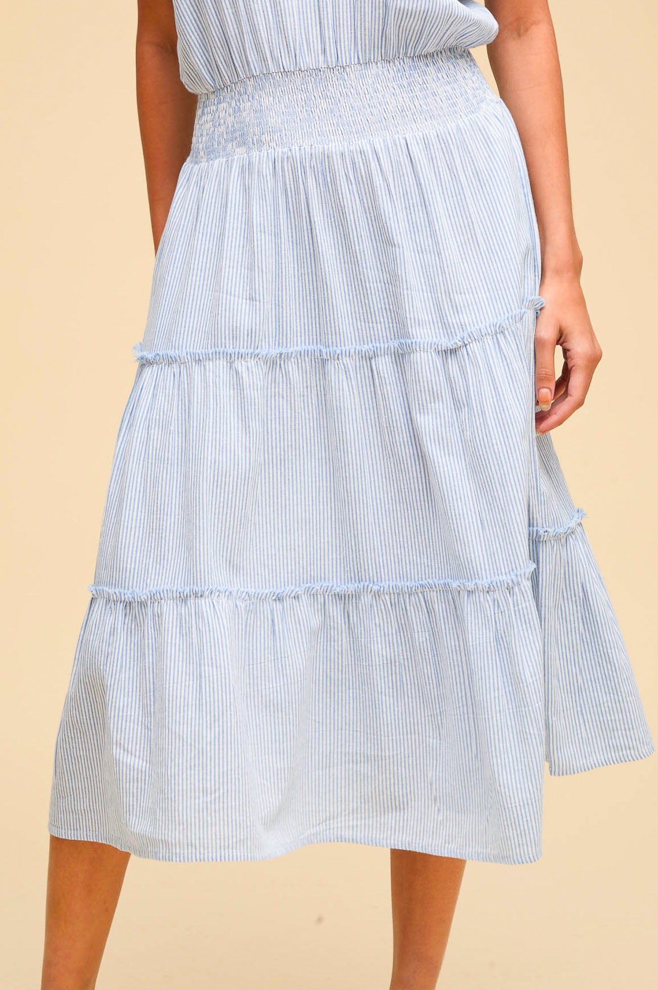 Riley Organic Cotton Dress - Striped Blue and White | Comfortable & Sustainable Women's Summer Dress for Casual Outings & Beach Vacations