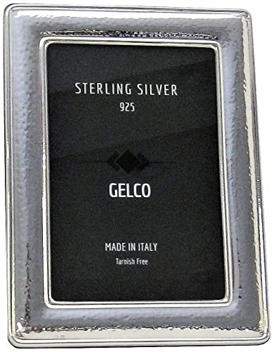 Italian 925 Sterling Silver Handmade Glossy Hammered Picture Frame 2.50