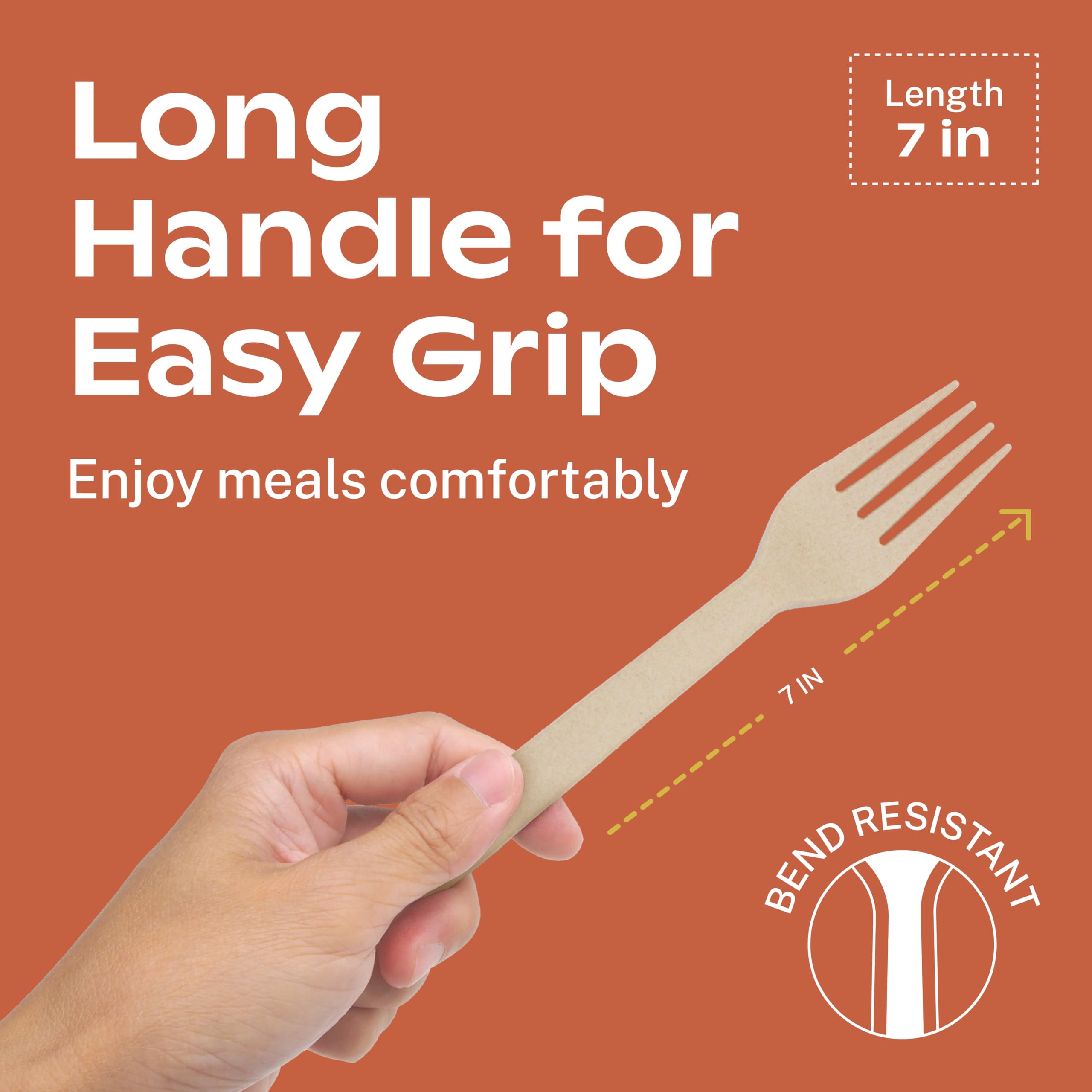 Eco-Friendly Light Brown 100% Compostable Knives - 120 Pack Heavy Duty 7-Inch Biodegradable Cutlery | Plastic-Free, Break-Resistant with Smooth Edges | Perfect for Picnics, BBQs, Camping & Zero-Waste Parties | Ocean Safe Alternative to Plastic Silverware
