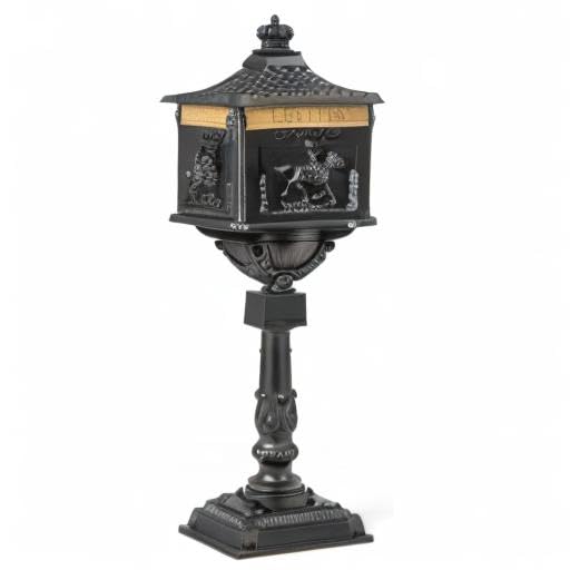 Giantex Black Cast Aluminum Mailbox - Secure Outdoor Mailbox with Lock & Keys for Home Security