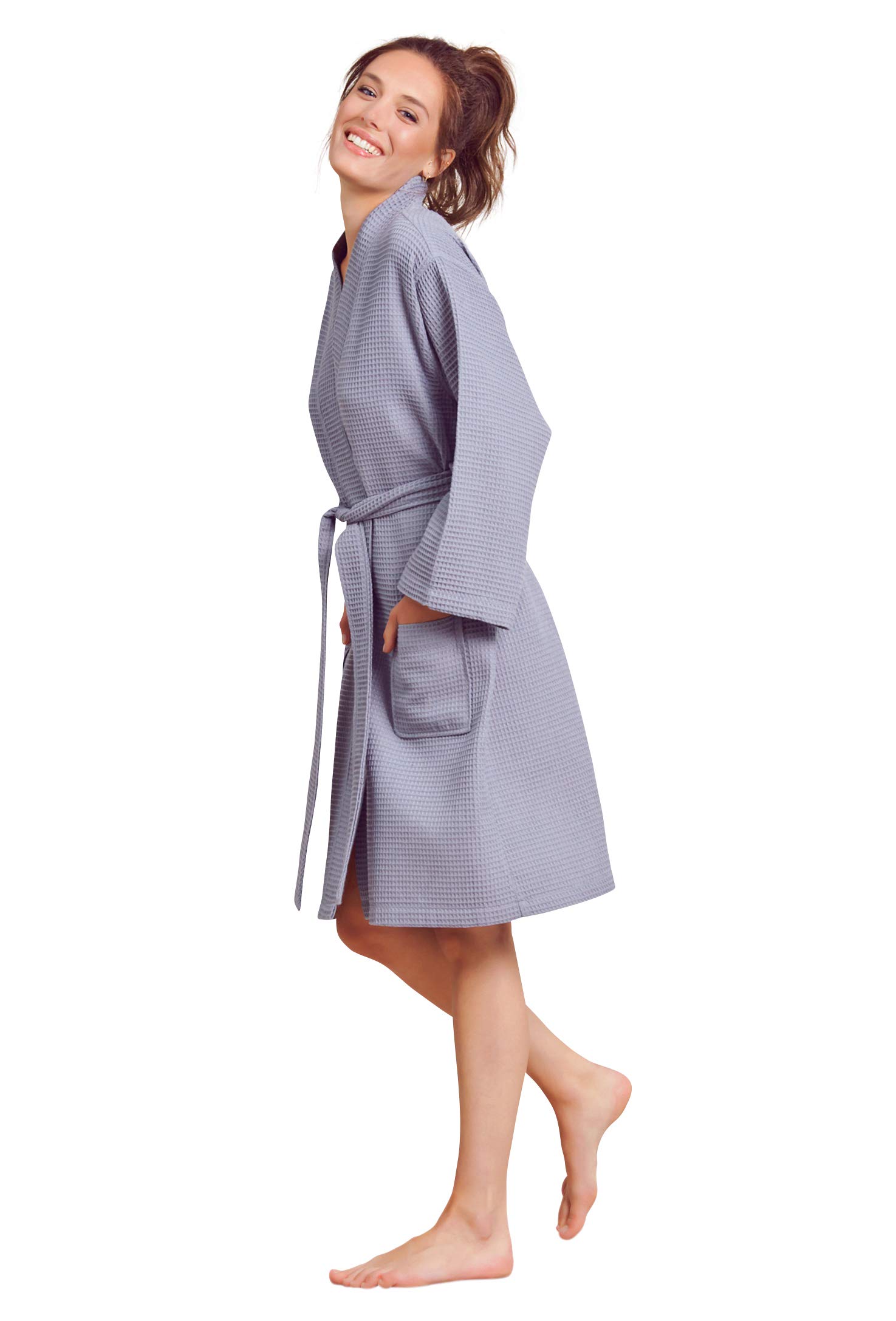 Custom Embroidered Soft Touch Linen Waffle Robe for Women - Lightweight Cotton Polyester Blend Spa Bathrobe - Perfect for Relaxation, Bridal Showers & Luxury Home Spa Days