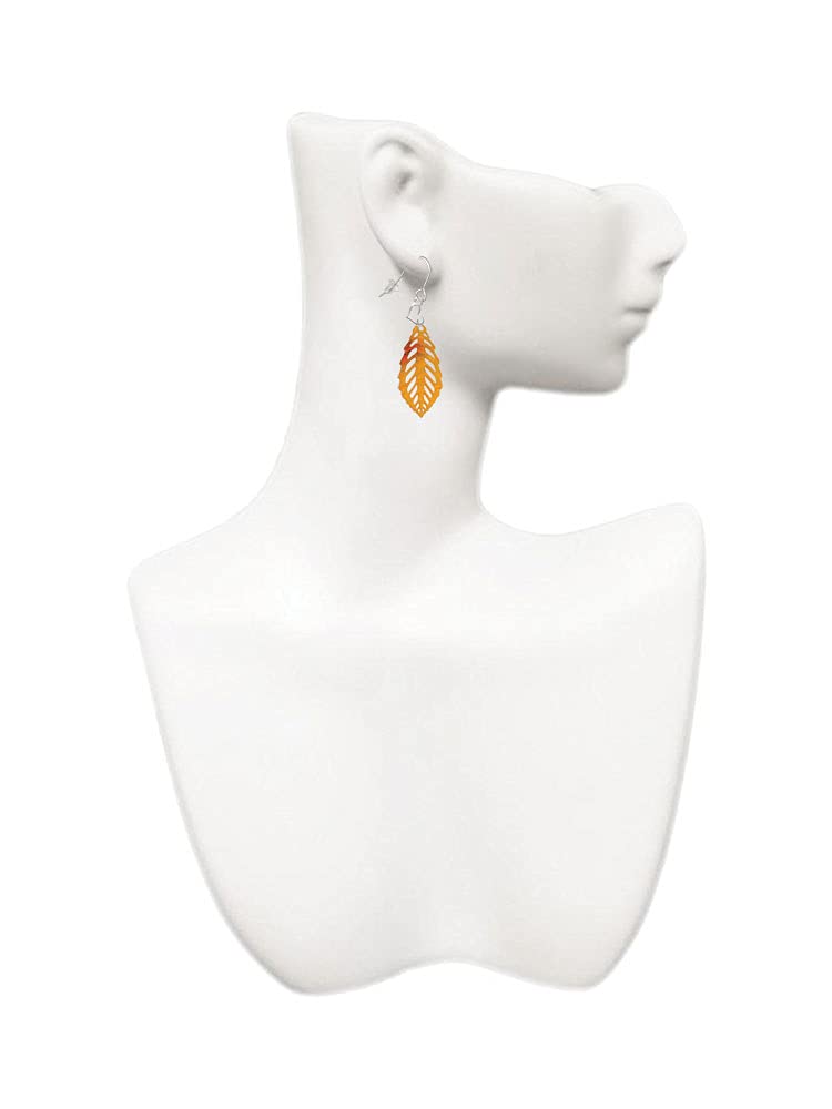Acrylic Leaf & Heart French Earrings - Elegant Jewelry for Daily Wear