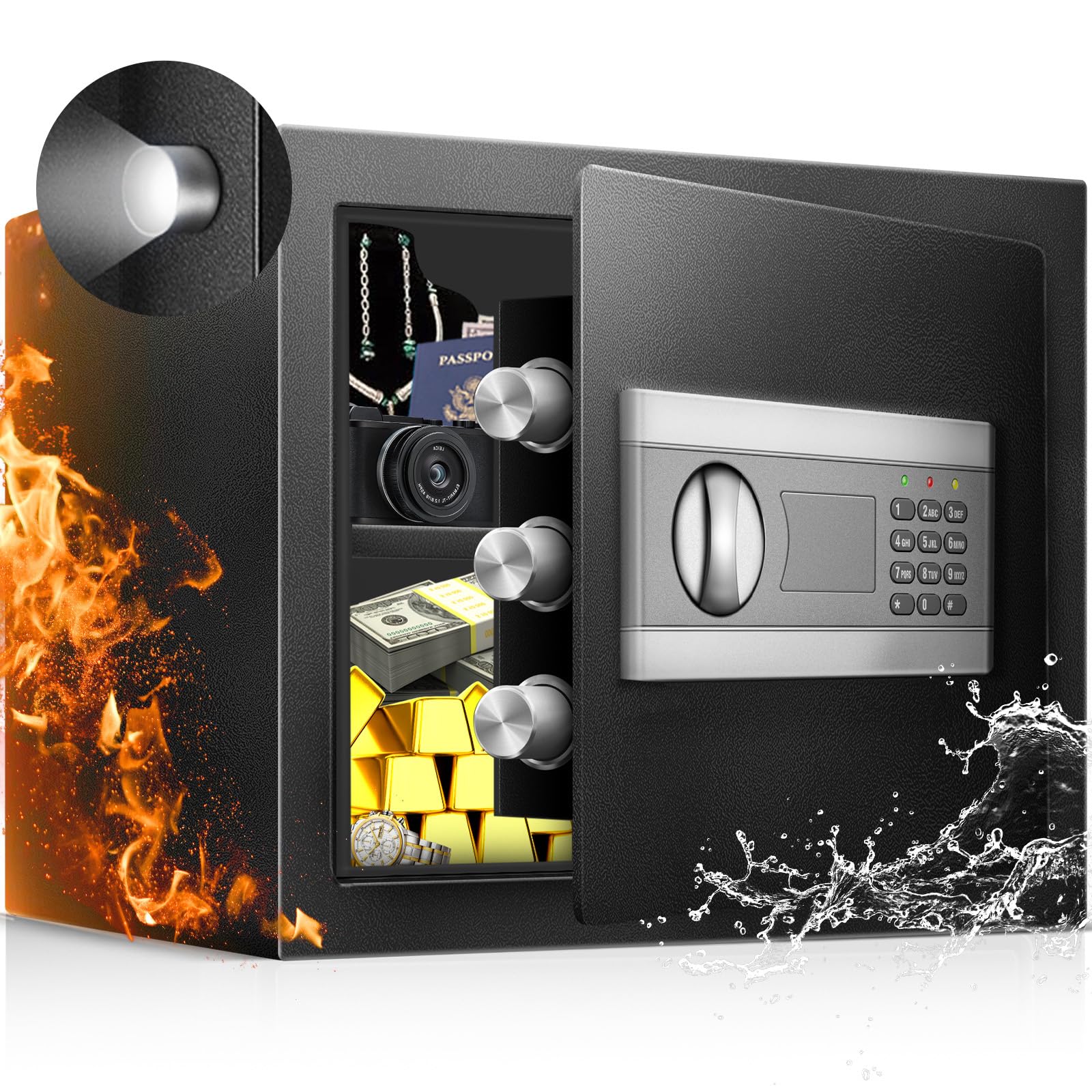 1.8 Cu Ft Home Safe Box - Digital Security Safe with Adjustable Shelf, Smart Alarm, Silent Keypad & Motion Sensor Lights - Perfect for Home, Office, Dorm, Hotel (Protect Jewelry, Cash & Documents)