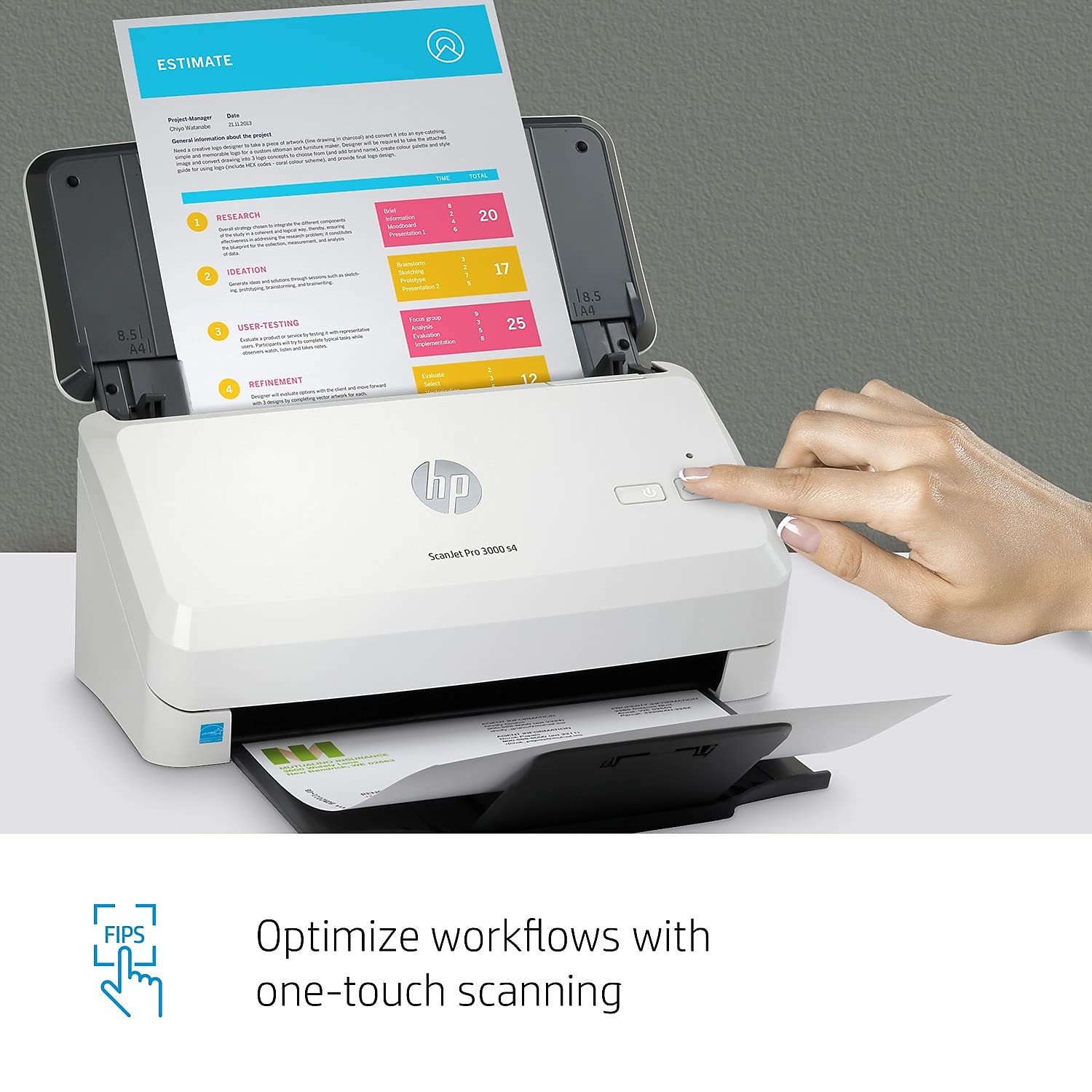 HP ScanJet Pro 3000 s4 (6FW07A) 40ppm High-Speed USB 3.0 Color Duplex Document Scanner with 50-Page ADF - Scan Documents, Photos, Receipts & Business Cards - Perfect for Office, Home & Small Business Use with Included TWAIN/ISIS Drivers