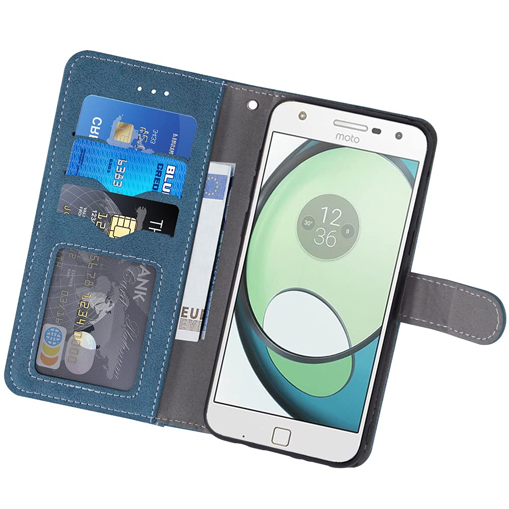 Asuwish Moto Z Play Wallet Case with Stand & Screen Protector for Men Women - Daily Use & Travel
