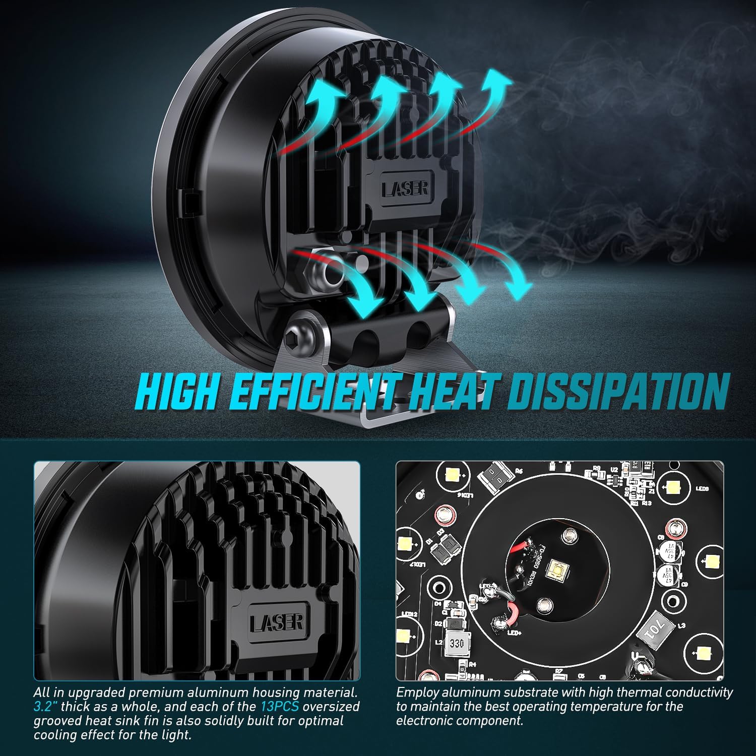 5.75 Inch 12LED Round Spot Night Vision LED Light Pods (Pair) - 16AWG Wire with 5Pin Switch | Perfect for Off-Road Trucks, ATVs, UTVs & Marine Boats