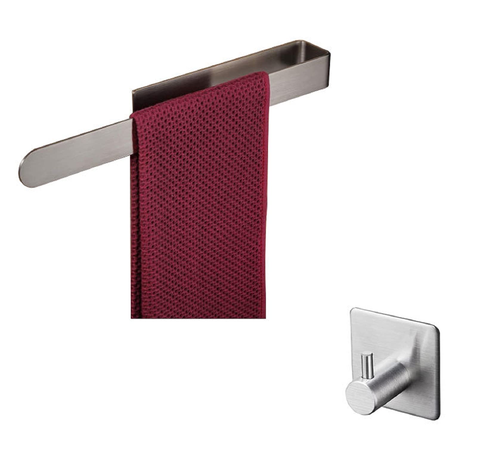 No Drill Stainless Steel Towel Rack - Wall Mounted for Bathroom & Kitchen
