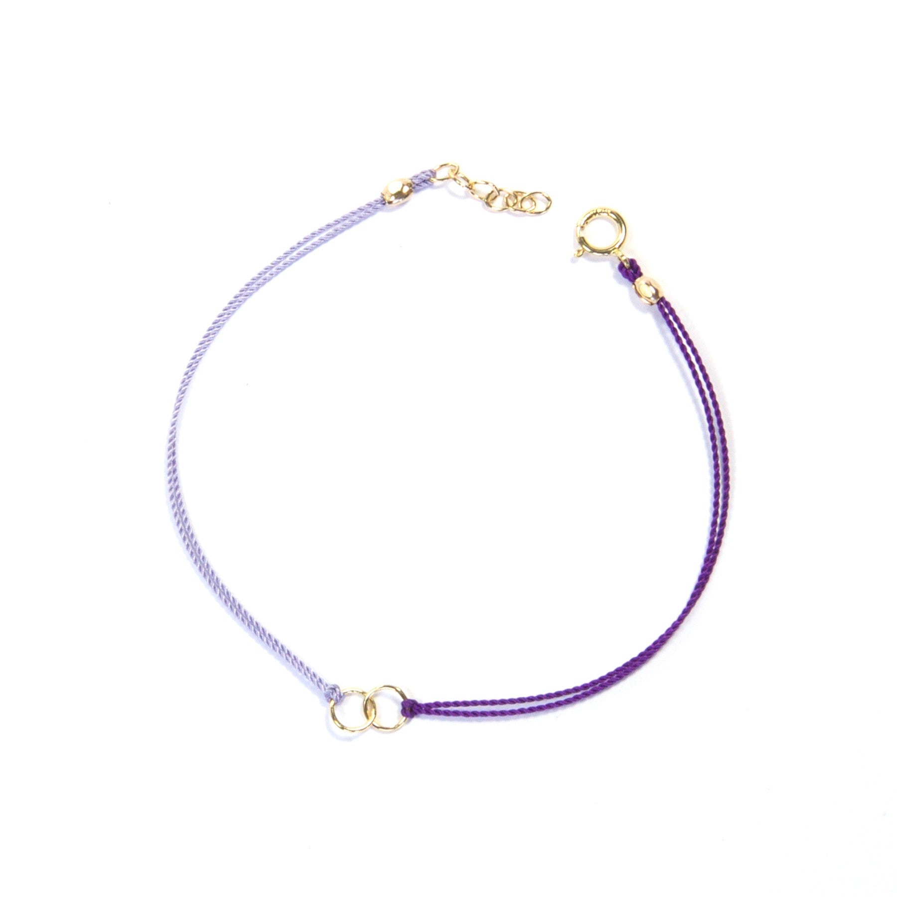 Elegant Circle Link Silk Bracelet in Purple & Lilac with Gold Accents - Perfect for Weddings, Parties & Everyday Fashion Accessories