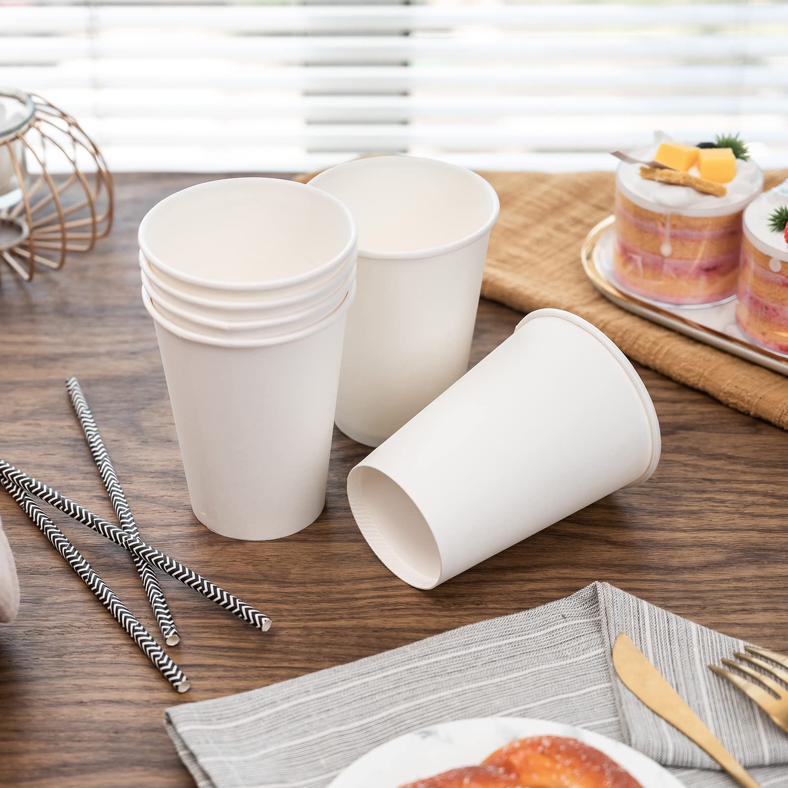 YEEHAW 12 oz 300 Pack Disposable Paper Coffee Cups - Bulk White Hot/Cold Drink Cups for Coffee, Tea, Hot Chocolate, Juice - Leakproof & Eco-Friendly - Perfect for Cafes, Offices, Home & Outdoor Use