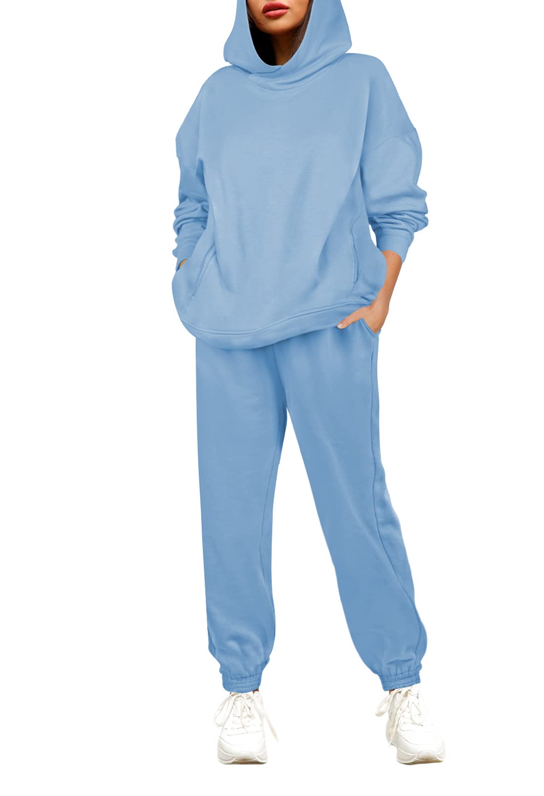 Fixmatti Women's 2-Piece Hoodie and Jogger Set - Long Sleeve Sweatshirt & Tracksuit Pants for Casual Wear, Lounge, Gym, and Running