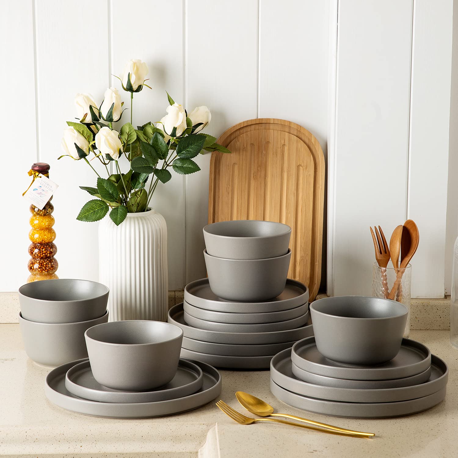 AmorArc 6-Piece Matte Ceramic Dinner Plates Set - 10
