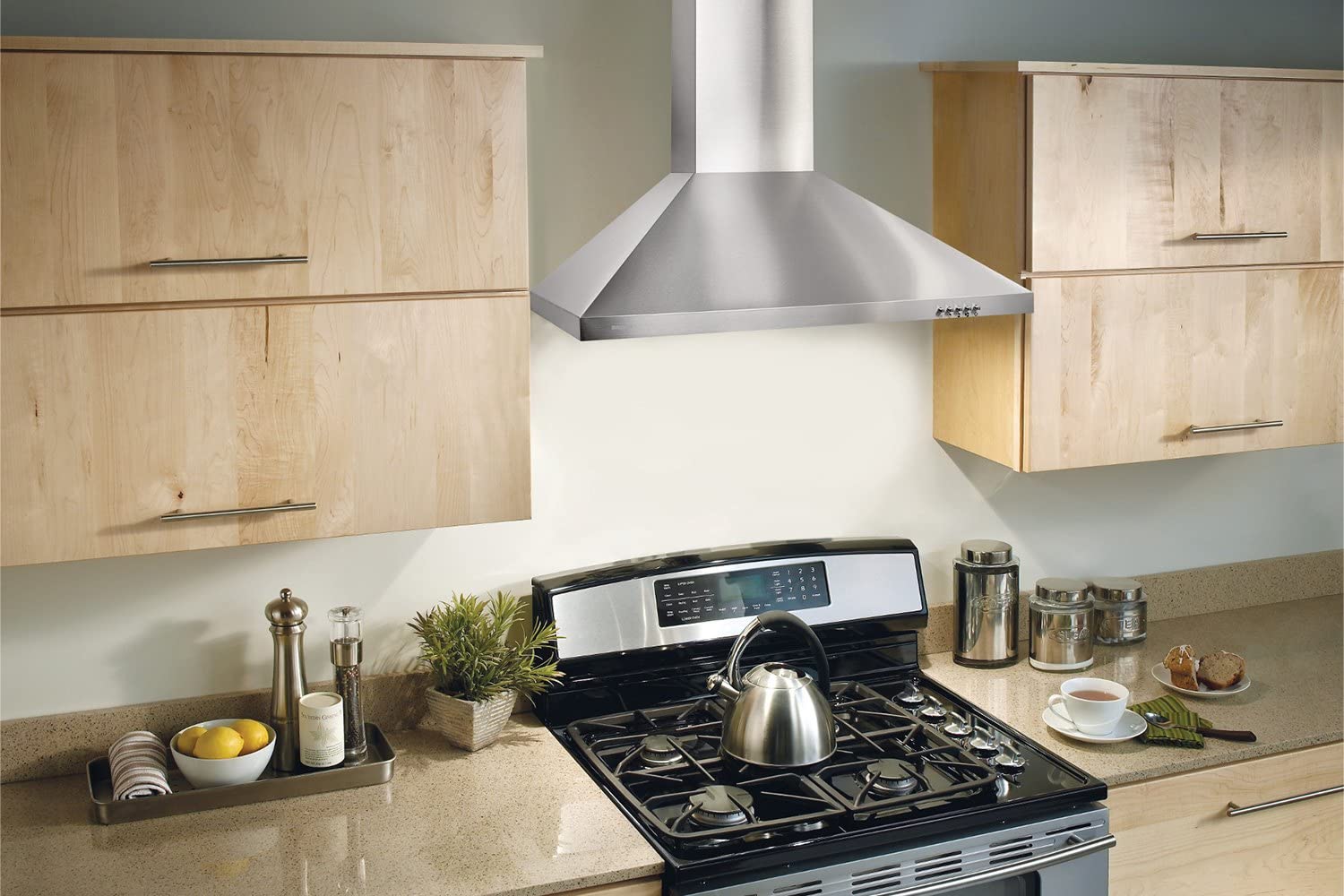 Broan-NuTone BW5036SSL 36-Inch Convertible 3-Speed Wall-Mounted Range Hood with LED Lights - 380 Max Blower CFM, Stainless Steel Chimney Design | Perfect for Kitchen Ventilation & Smoke Removal