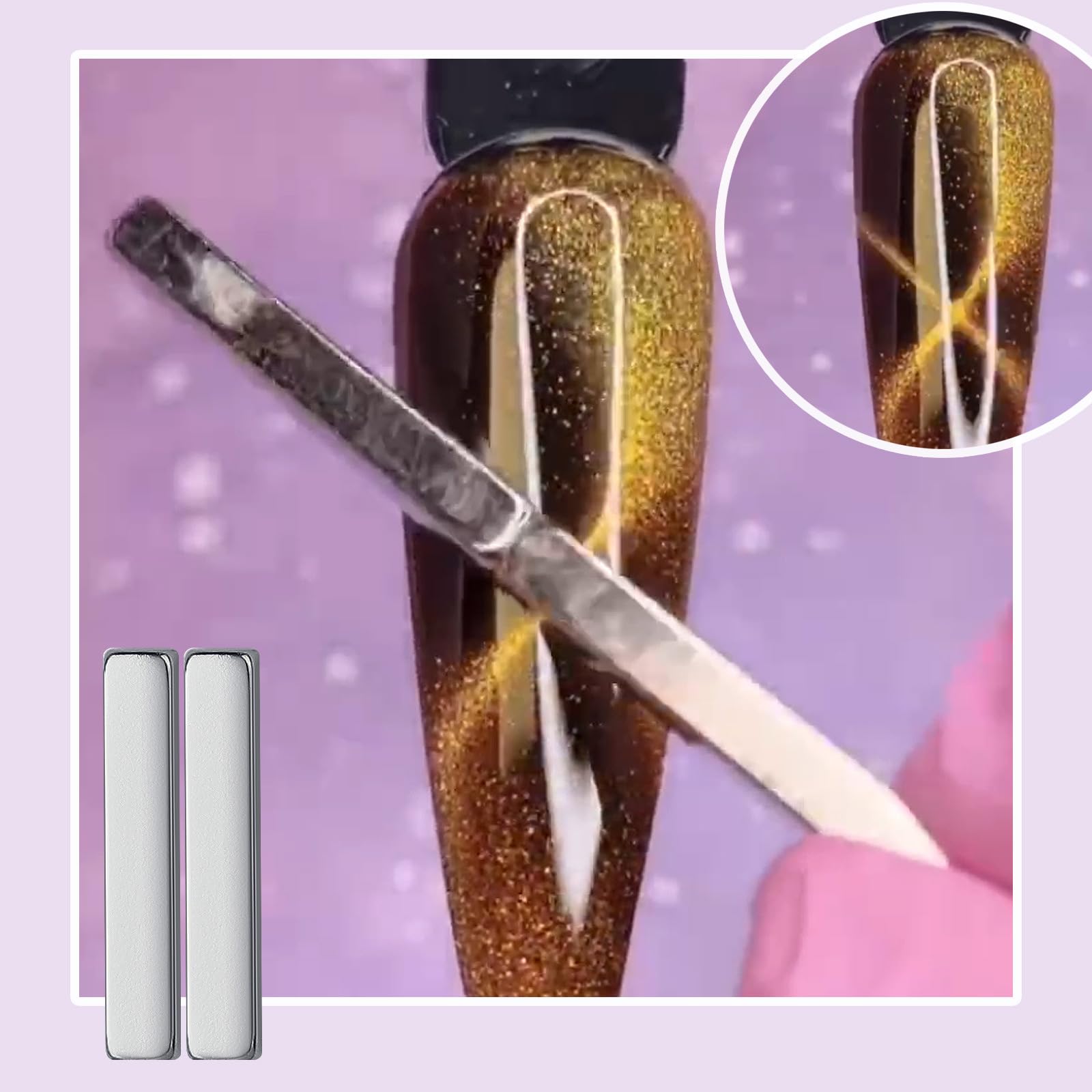 4 Pieces Mini Magnetic Stick for Cat Eye Nail Polish - Nail Art Magnet Tool for 3D Magnetic Gel Polish - DIY Home Salon Manicure Kit (Perfect for Nail Art Enthusiasts & Professional Salons)