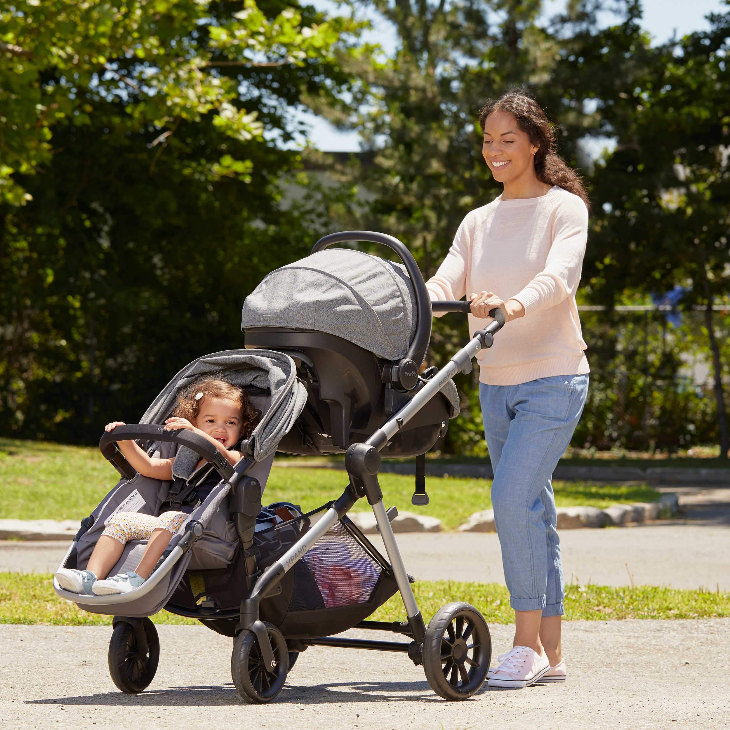 Evenflo Pivot Xpand Modular Travel System with SafeMax Infant Car Seat - Lightweight Stroller & Convertible Car Seat for Newborns to Toddlers - Perfect for Travel, Shopping & Daily Outings