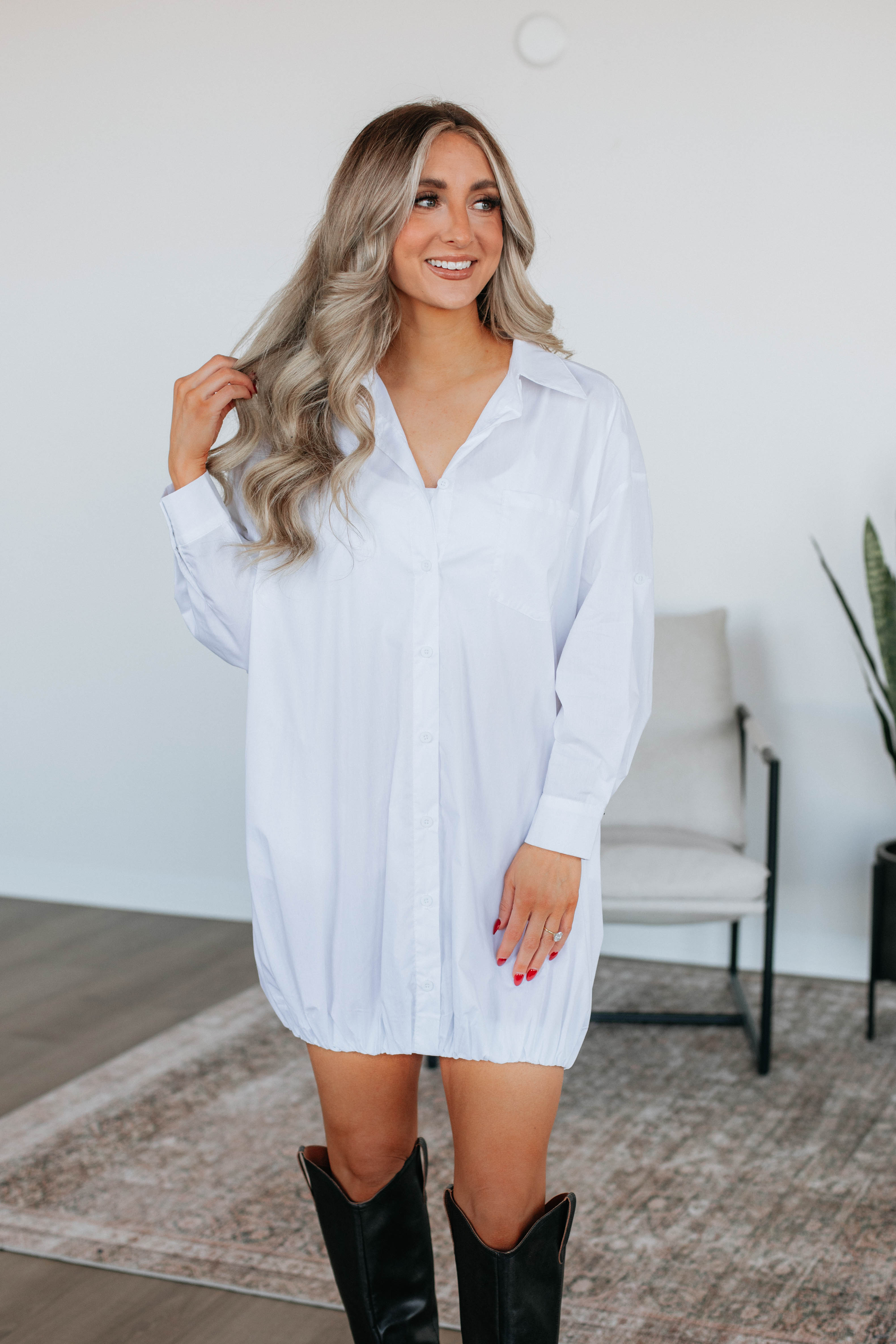 Joette Shirt Dress for Women - Elegant Ivory Button Down Tunic - Perfect for Office, Casual Outings & Spring Summer Wardrobe