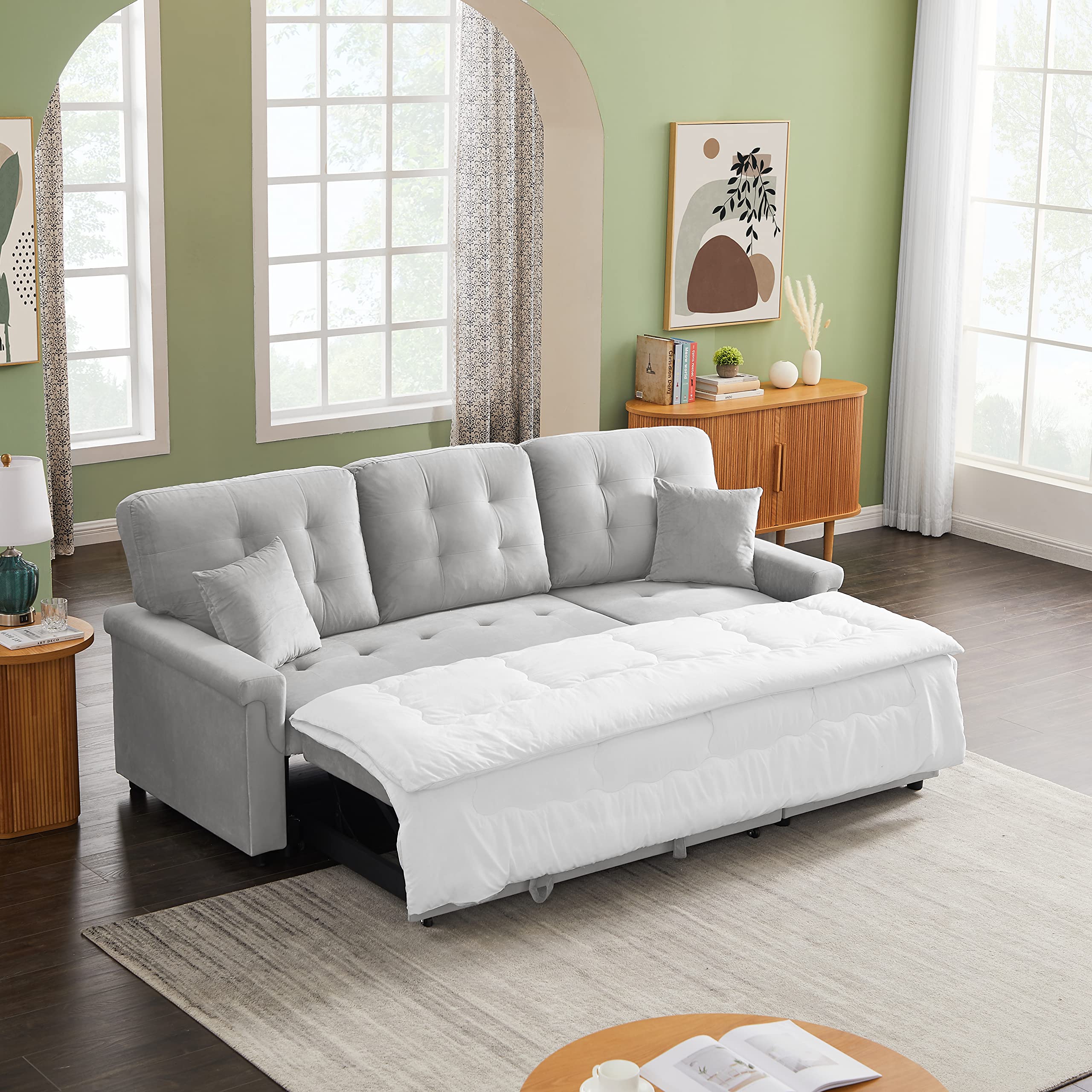 Yoglad Convertible L-Shaped Sectional Sofa Bed with Storage - 86