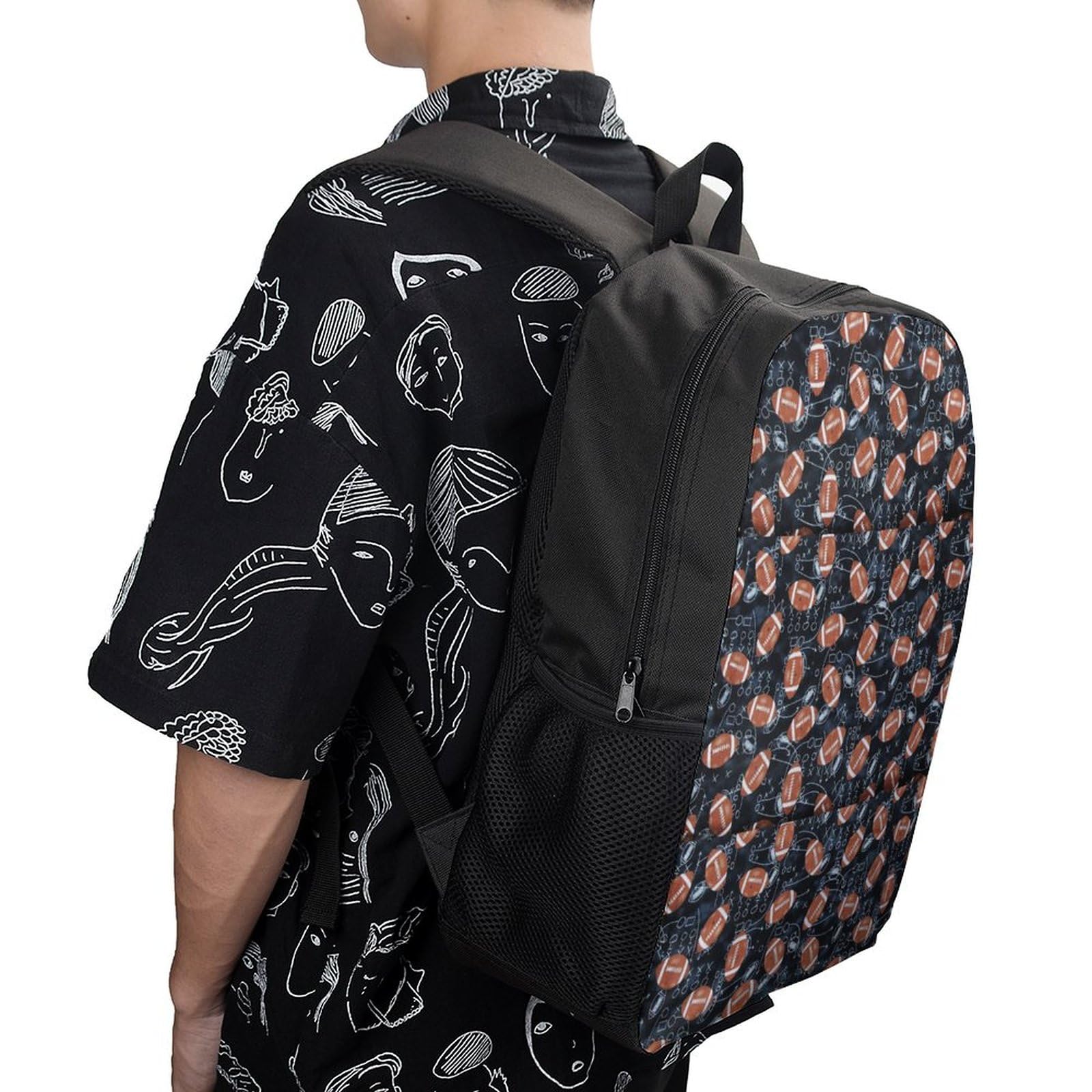 IOEDTHBJ 17 Inch American Football Pattern Backpack - 3D Printed Laptop Bag for School & Travel - Durable Computer Backpack for Men & Women - Perfect for College, Work & Sports Fans