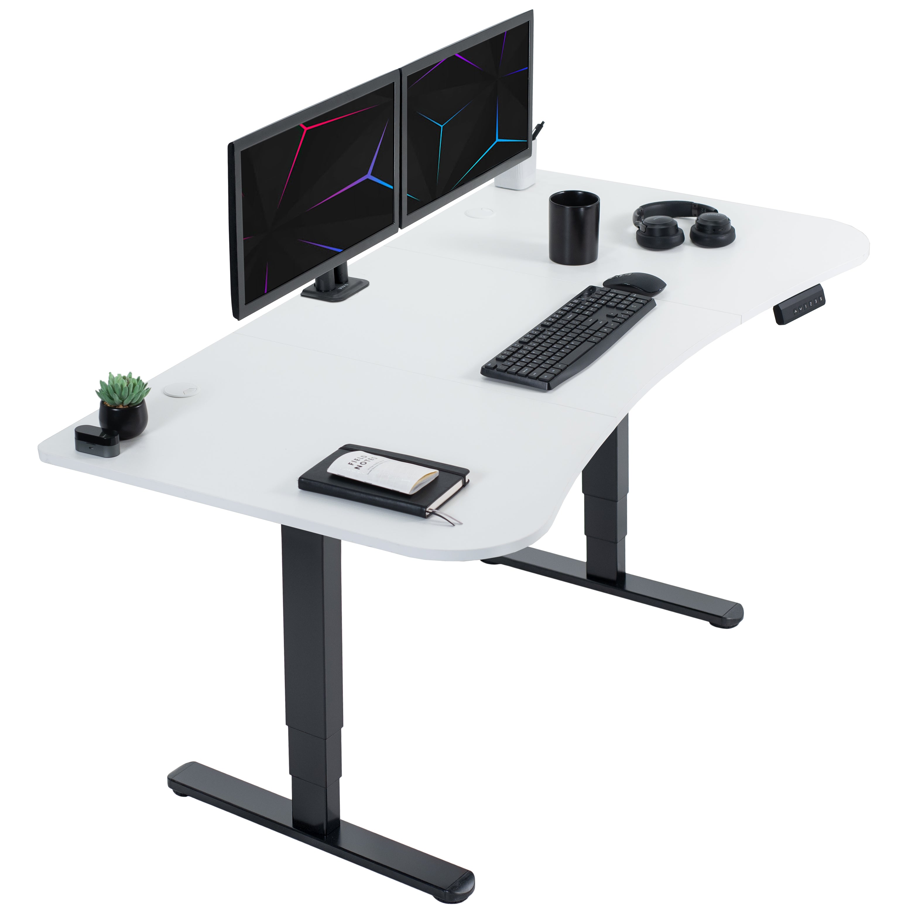 2B Series 63 x 32 Inch Dual Motor Standing Desk with Memory Controller - Adjustable Height Electric Desk for Home Office, Gaming & Workspace Ergonomics