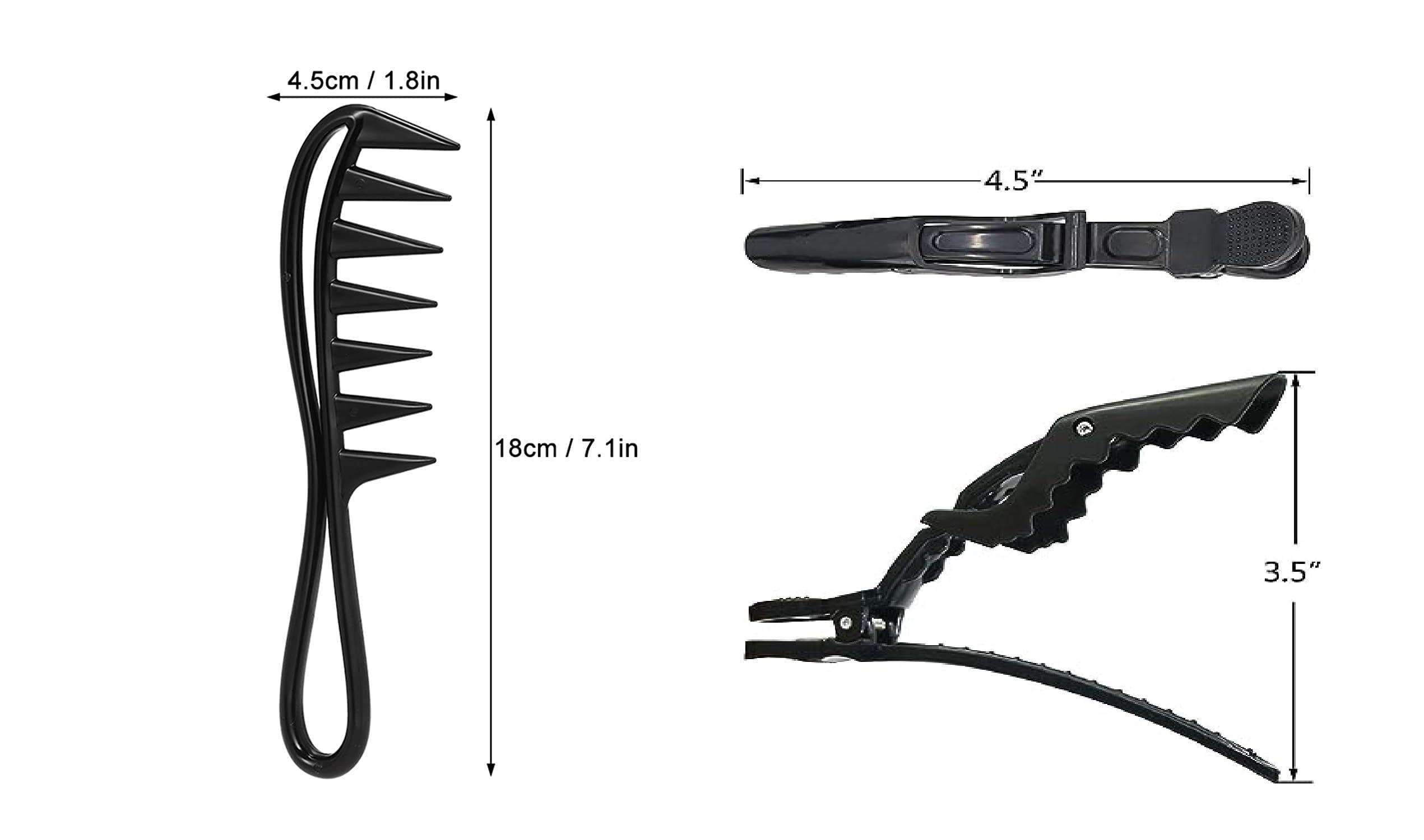 Professional Wide Tooth Detangling Hair Comb with 6 Crocodile Clips for Wavy & Curly Hair Care - Perfect for Styling, Detangling & Salon Use at Home