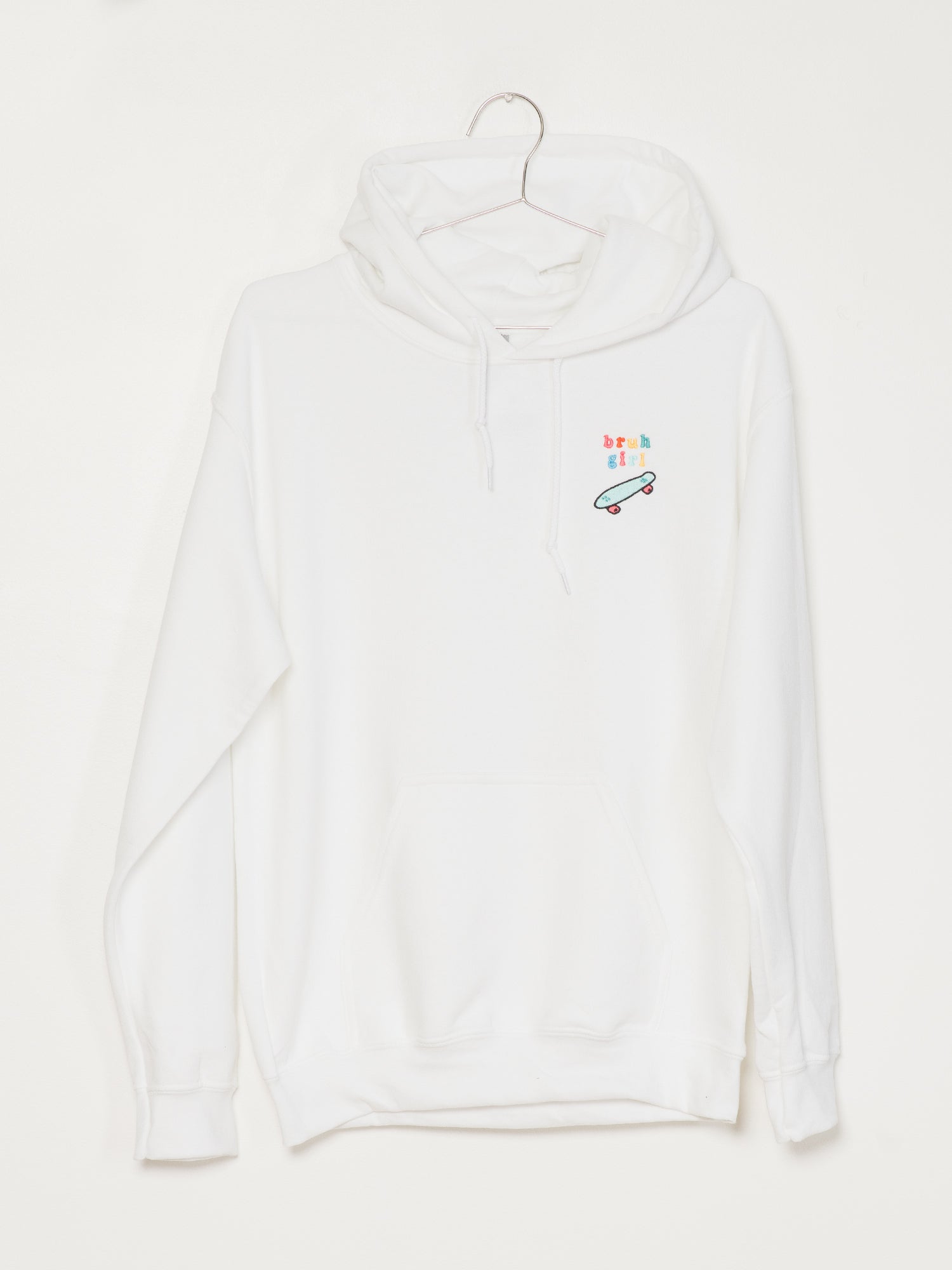 BRUH GIRL EMB HD White T-Shirt Size L - High Definition Print, Clearance Sale - Perfect for Casual Wear, Street Style & Everyday Outfits