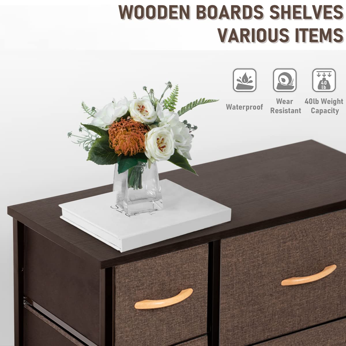 9-Drawer Fabric Dresser with Steel Frame & Wooden Top - Versatile Storage Organizer for Bedroom, Nursery, Hallway & Entryway - Perfect for Clothes, Toys, and Home Organization