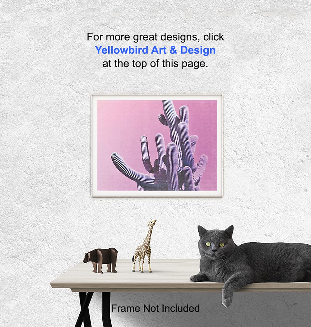 Cactus Wall Art - Modern Pink Saguaro Desert Decor for Bedroom & Living Room - Sonoran Desert Pop Art Home Decor - Unique Wall Hangings for Women's Spaces