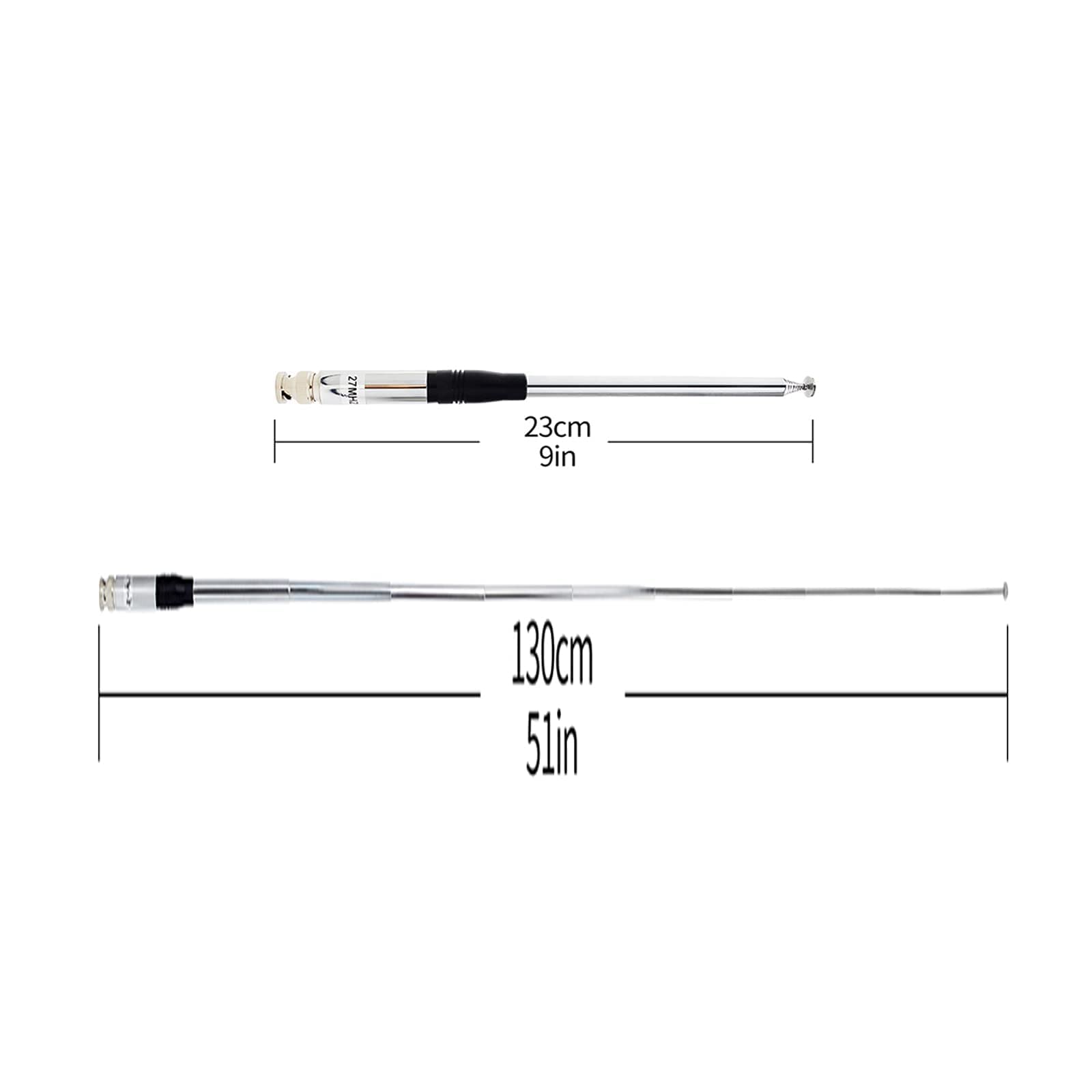 TWAYRDIO Portable CB Radio Antenna - Telescopic BNC 27Mhz Antenna Extendable from 23.3cm to 1.3m for Ham Radio, Compatible with Midland Cobra Uniden - Perfect for Trucking, Off-Roading & Emergency Communication