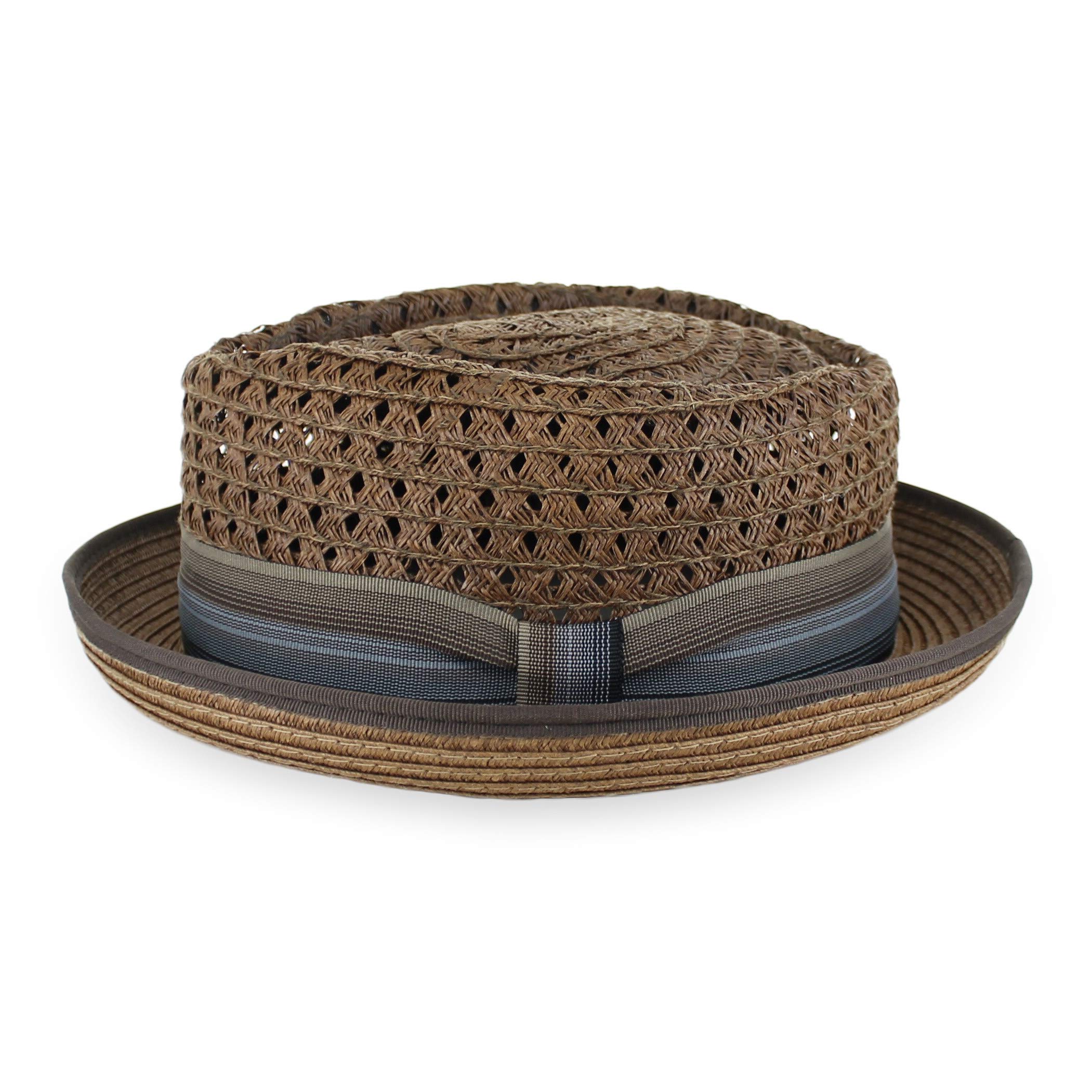 Summer Straw Porkpie Hat for Men & Women - Blue, Tan, Black | Beach & Outdoor