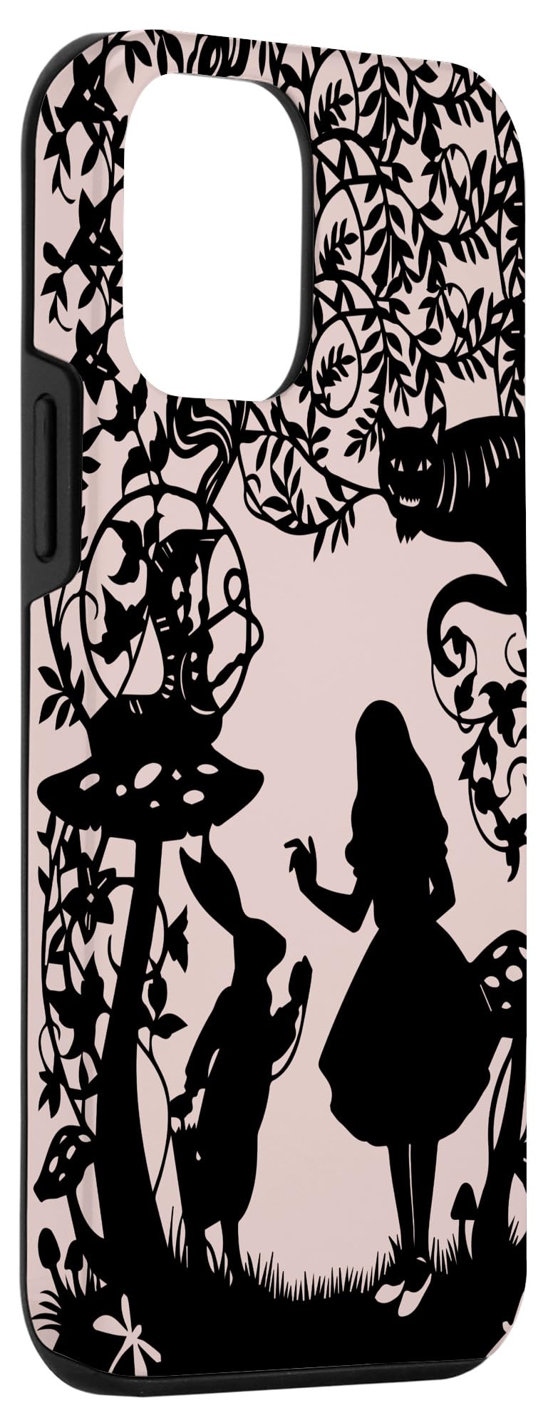 iPhone 12 mini Case - Alice in Wonderland Silhouette Design Featuring Cat, Caterpillar & Rabbit - Perfect for Daily Use, Travel, and Gift Giving