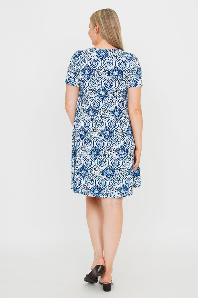 Lanai Short Sleeve Summer Dress - Breathable Bamboo Fabric in Zesty Color - Perfect for Beach Vacations, Outdoor Parties & Casual Wear