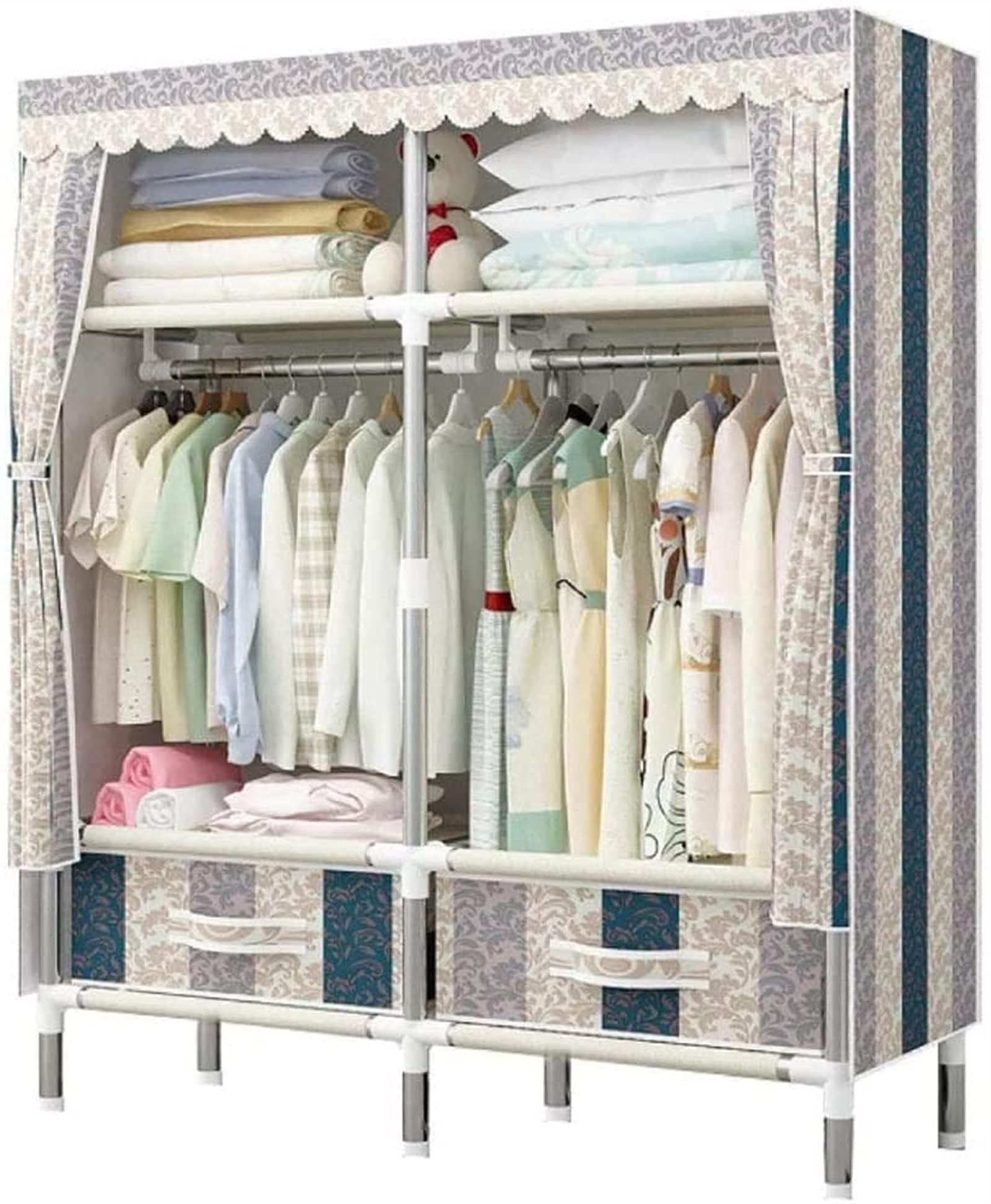 Portable Wardrobe Closet Organizer with Hanging Storage - Space-Saving Clothes Rack for Home, Office & Travel | HAODAMAI Foldable Cabinet (Color: C) - Perfect for Small Spaces, Dorm Rooms & Temporary Storage