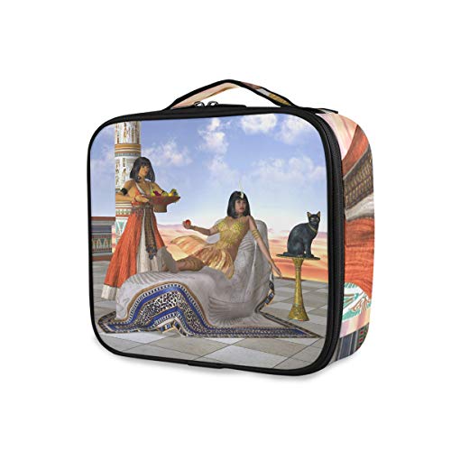 ALAZA Egyptian The Old Kingdom Black Cat Makeup Bag Organizer - Professional Cosmetic Case for Travel & Daily Use | Vintage Makeup Storage Box for Brushes, Lipsticks & Beauty Essentials