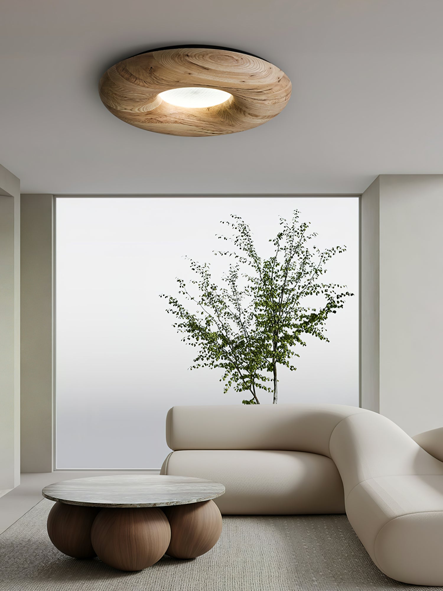 Modern Donut Wood Ceiling Light Fixture - Handcrafted Wooden Ring Chandelier for Dining Room, Bedroom & Living Room - Eco-Friendly Natural Wood Design for Home Decor