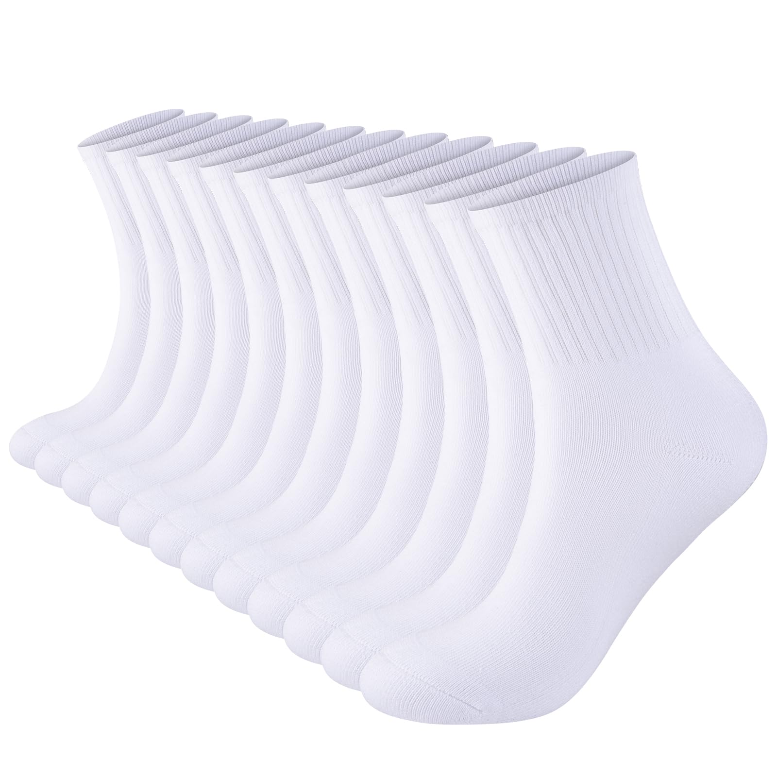 Women's 100% Cotton Cushioned Ankle Socks - Breathable Athletic Quarter Mini Crew Socks for Running, Yoga & Everyday Comfort - Pack of 6 Pairs