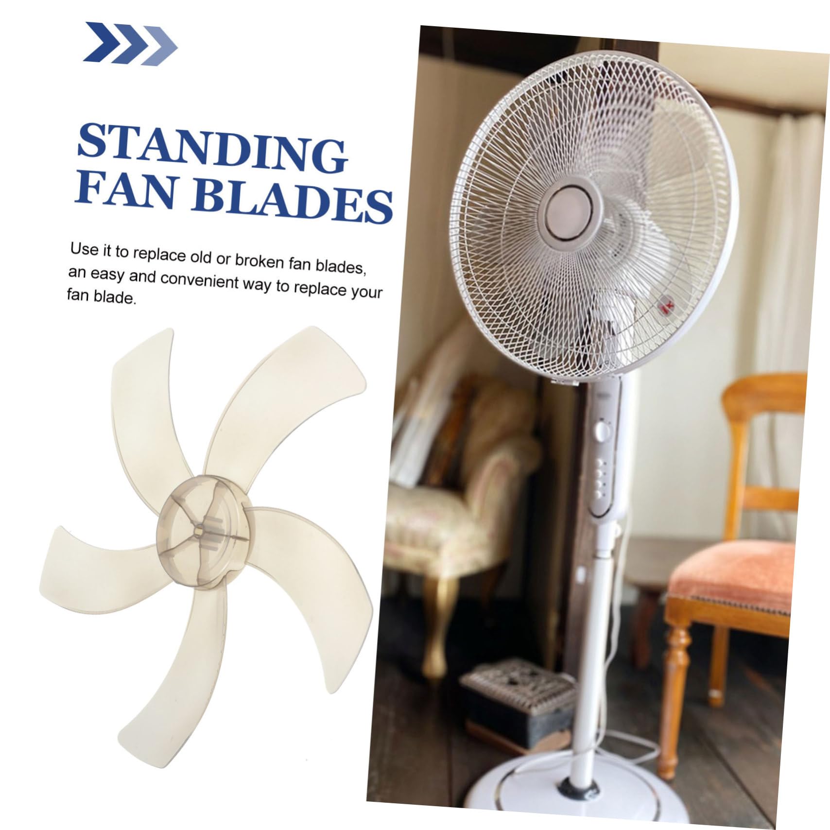 LIFKOME 5-Pack White Replacement Fan Blades for Floor, Pedestal & Wall Fans - Round Plastic Propeller Blades & Fan Arm Parts - Perfect for Home, Office & Outdoor Cooling