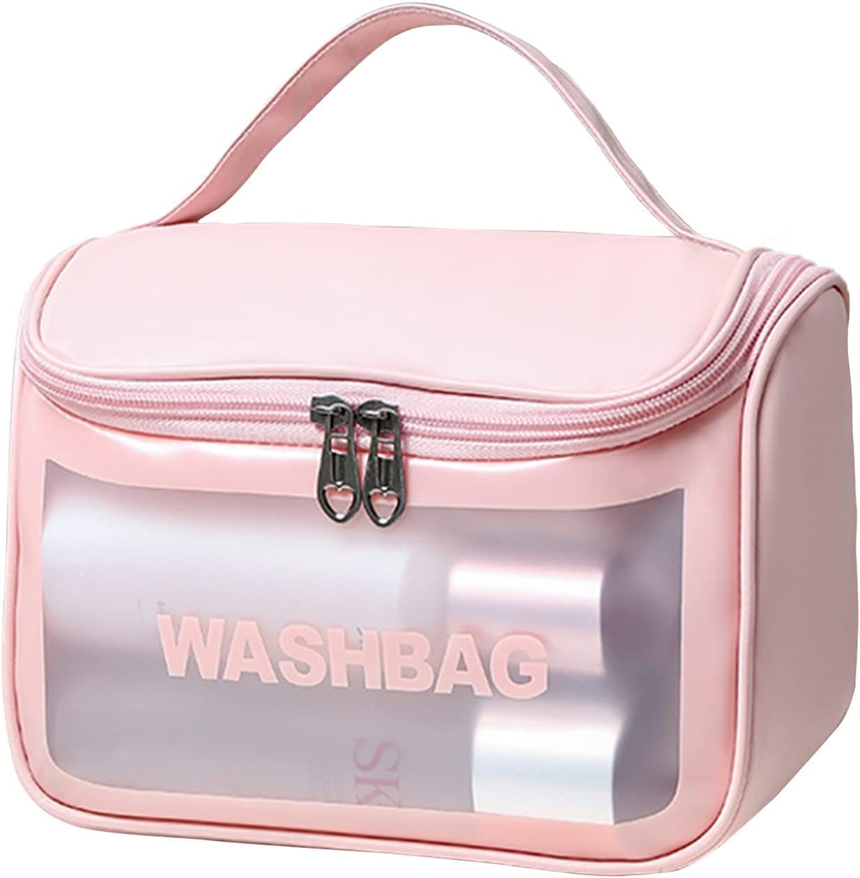 Waterproof Pink Cosmetic Bag for Travel & Makeup - 13.5cm Portable Organizer
