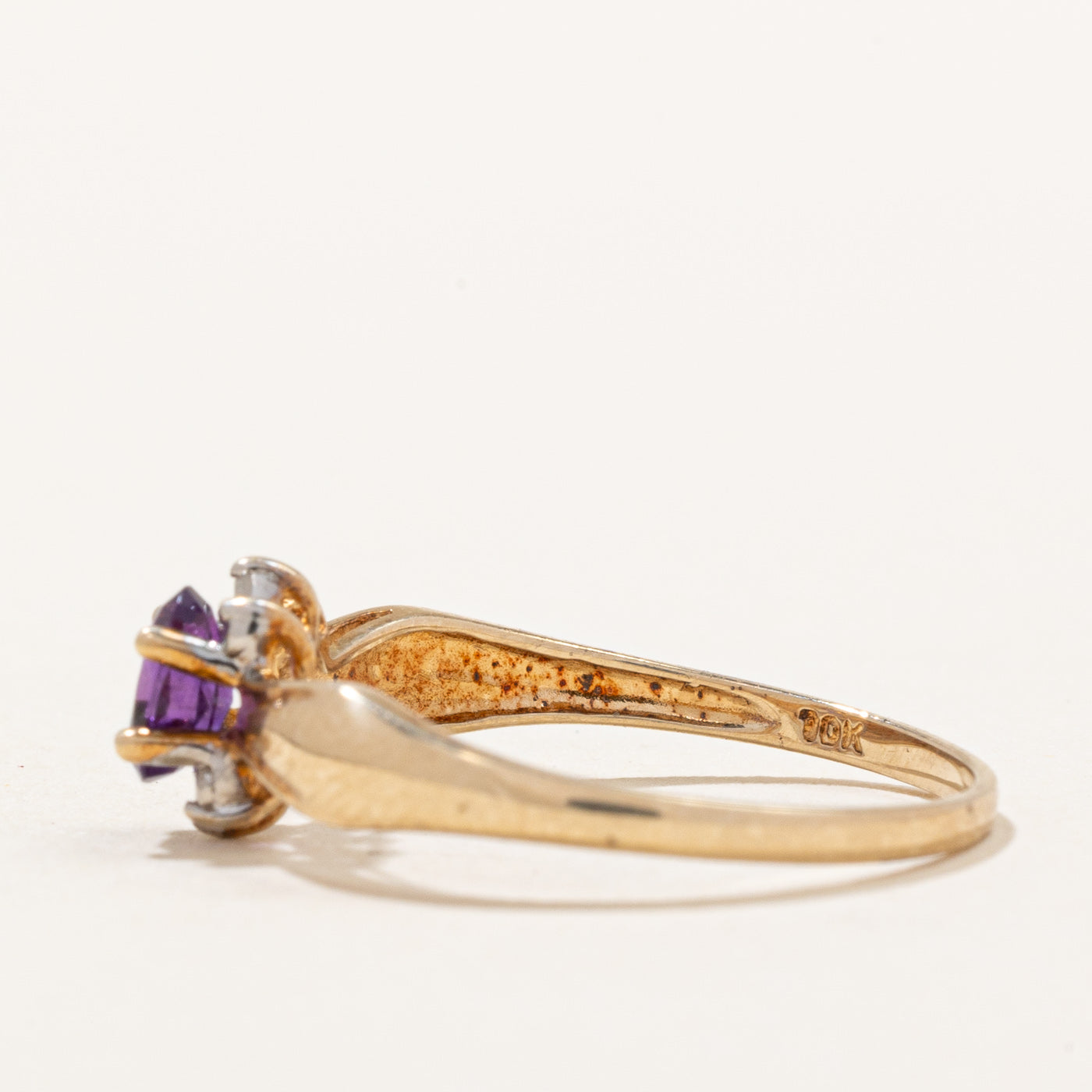 Amethyst and Diamond Ring - 0.16ct Amethyst with 0.01ctw Diamond Accents - Size 6 - Elegant Purple Gemstone Jewelry for Women - Perfect for Engagement, Anniversary Gifts & Special Occasions