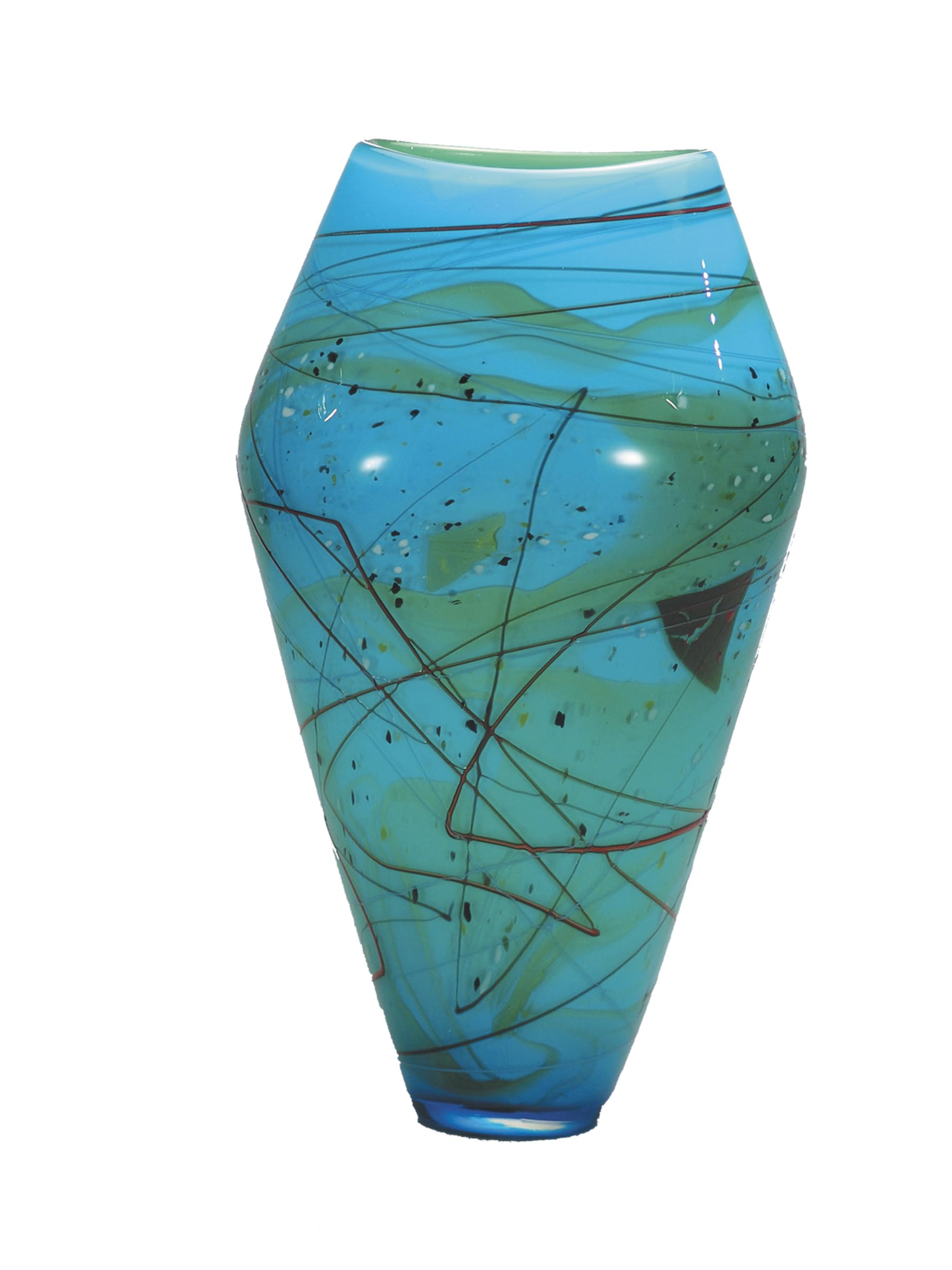 Dale Tiffany PG60690 Mystic Blue Art Glass Jar Vase - 7x18 Inch Handcrafted Decorative Home Decor for Living Room, Dining Table, or Wedding Centerpiece