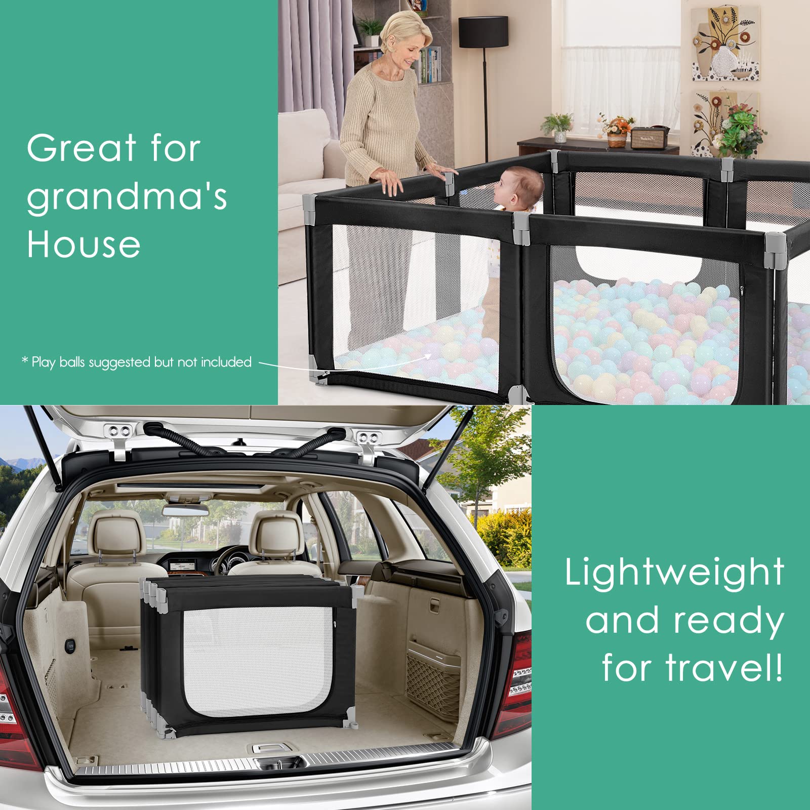 Foldable Baby Playpen for Toddlers & Infants - Adjustable Size, Safe Gate, Indoor & Outdoor Use - Large 71