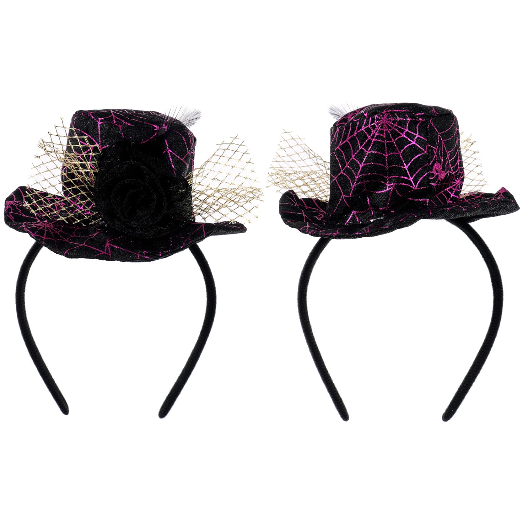 Halloween Spider Web Witch Hat with Lace Veil - Gothic Masquerade Costume Headwear for Women | Perfect for Halloween Parties, Cosplay & Themed Events
