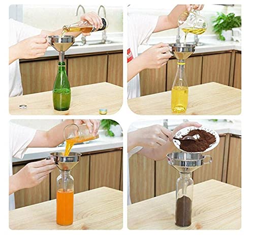 TIJAR 10cm Stainless Steel Funnel - Food Grade Kitchen Funnel with Ring Holder, Dishwasher Safe for Easy Storage - Perfect for Cooking, Baking, Oil Transfer & DIY Projects