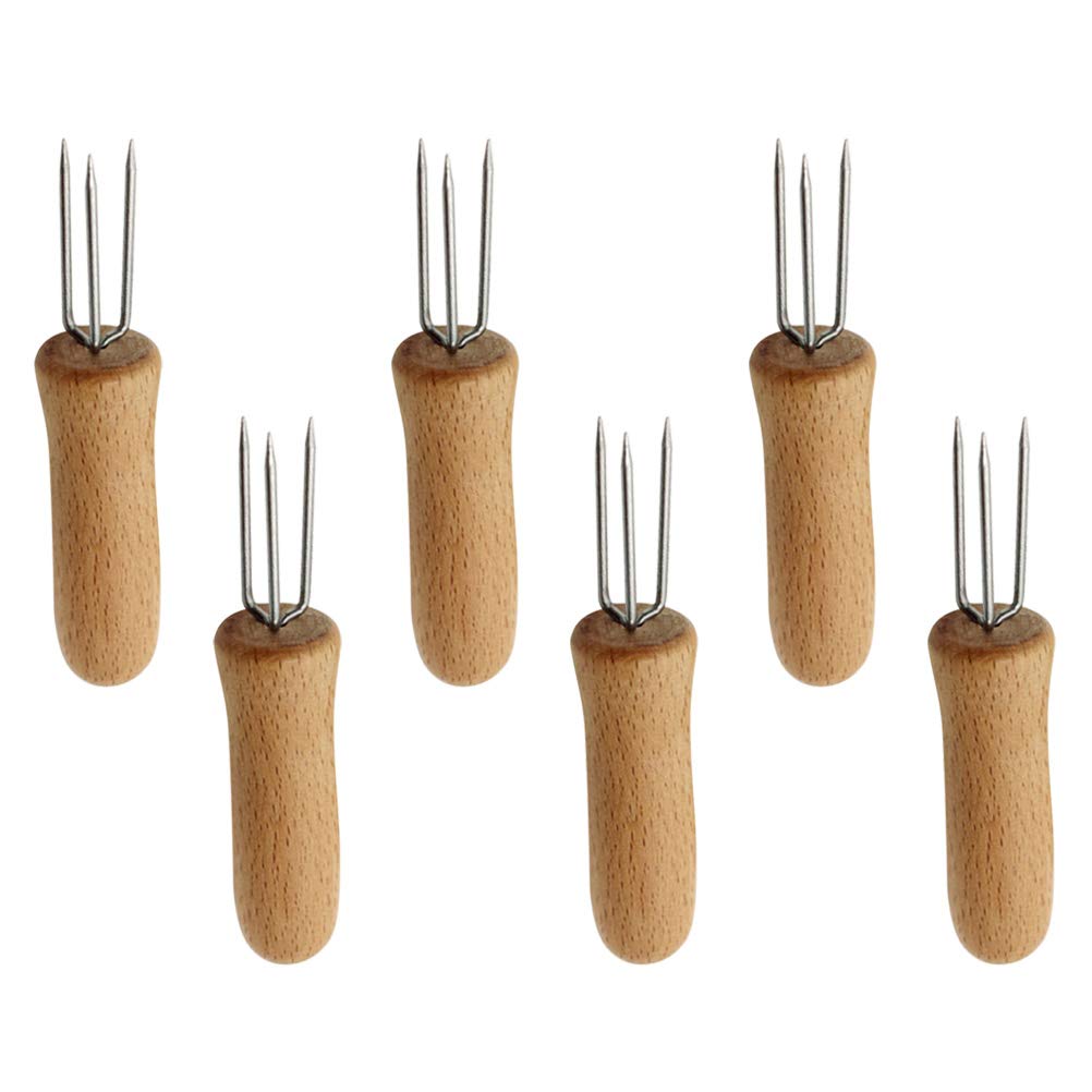 DOITOOL 6-Piece Stainless Steel Corn Holders - Corn Grips & Food Forks for Eating Corn on the Cob, Fruits, and Vegetables - Perfect for BBQs, Picnics, and Family Dinners