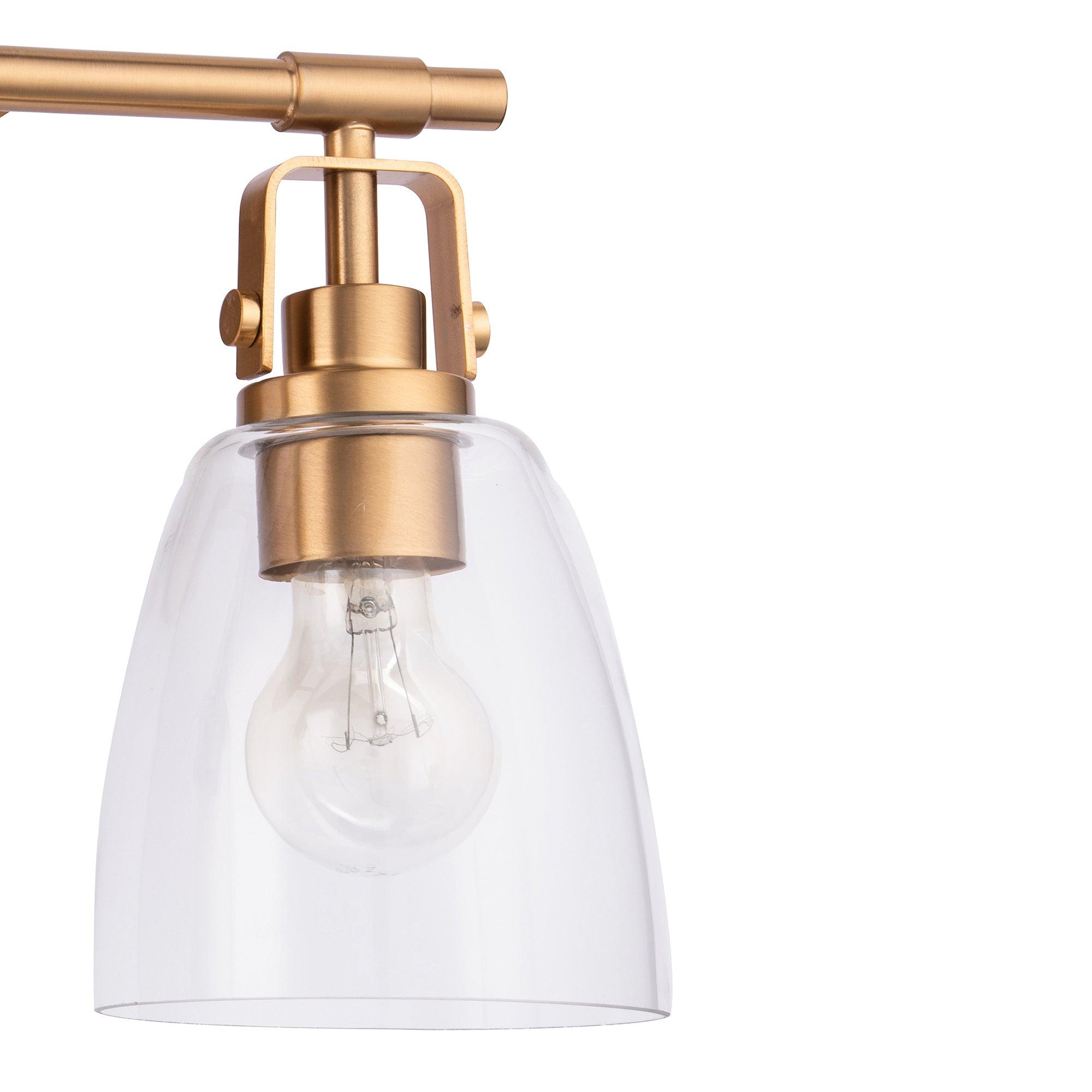 Modern Farmhouse 2-Light Vanity Light - Brushed Nickel Bathroom Sconce with Clear Glass Shades - Perfect for Bathroom, Powder Room, and Dressing Area Lighting