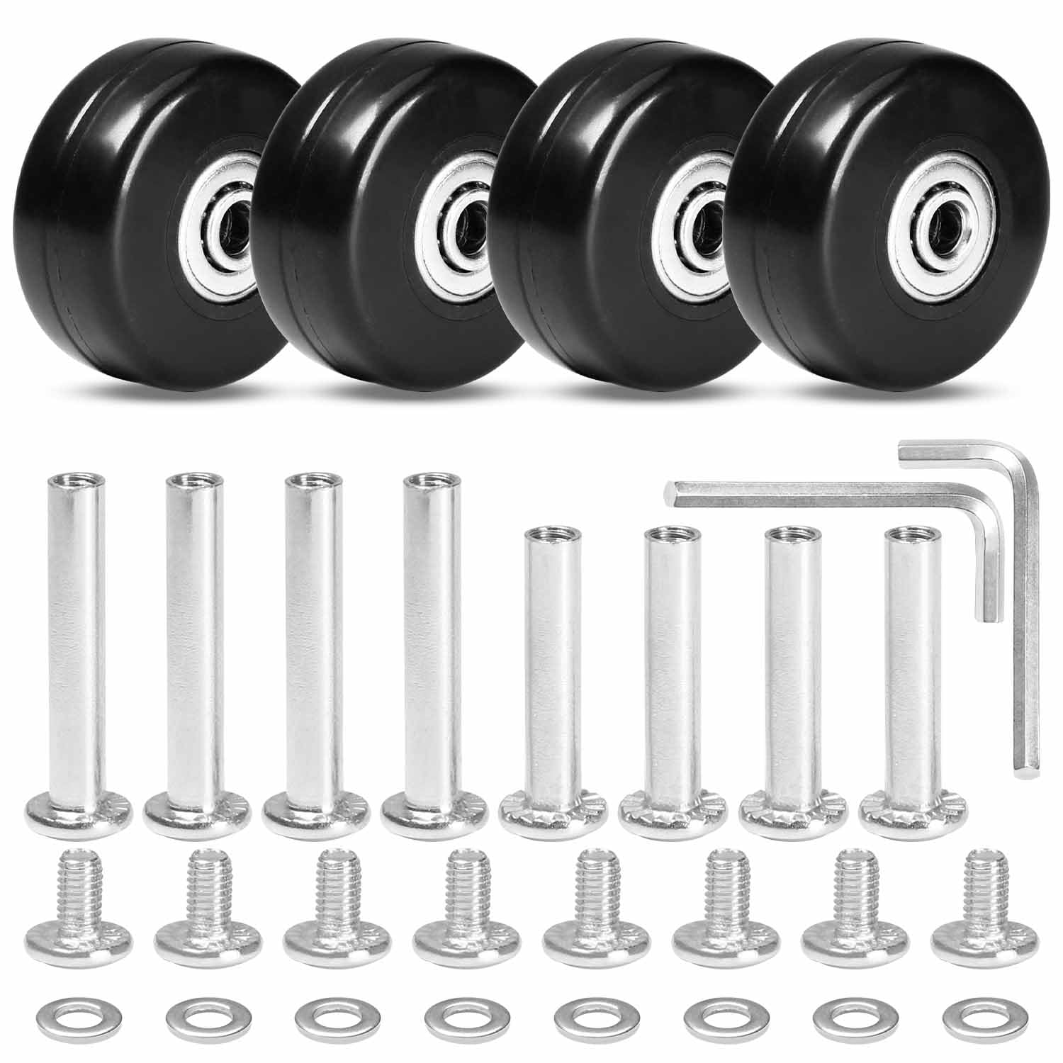 MroMax 4Pcs 1.65 Inch (42x19mm) Luggage Replacement Wheels - Durable Rubber Suitcase Repair Wheels for Travel Luggage, Carry-On Bags & Spinner Cases - Easy DIY Fix for Smooth Rolling